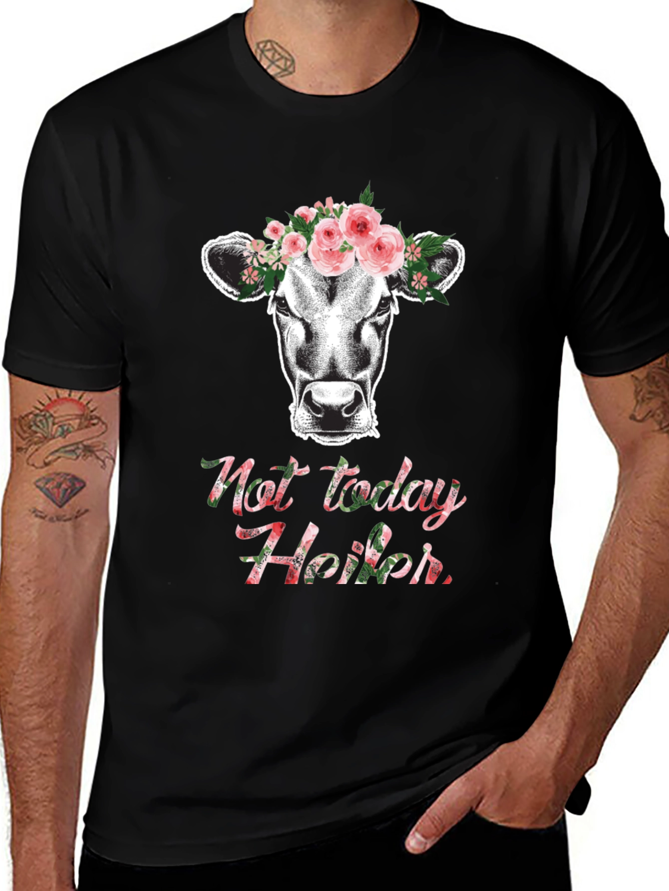 Not Today Heifer T-Shirt Cow Floral Tee