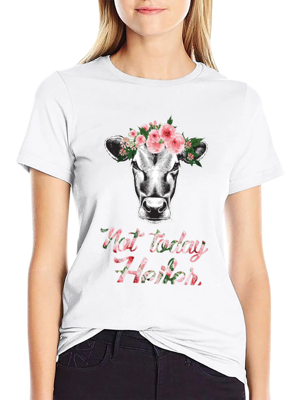 Not Today Heifer T-Shirt Cow Floral Tee