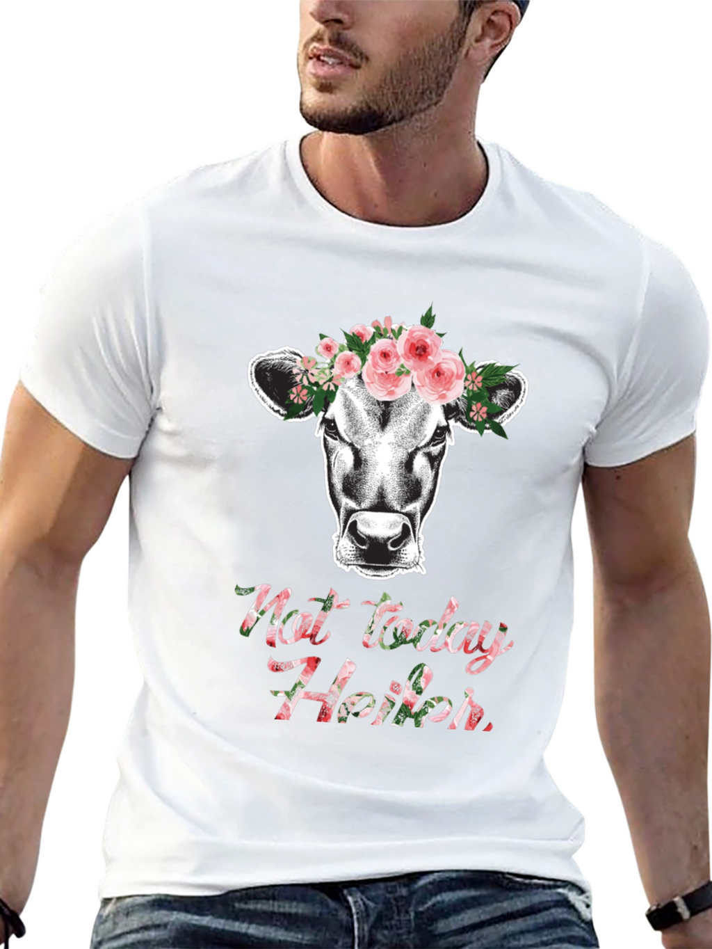 Not Today Heifer T-Shirt Cow Floral Tee