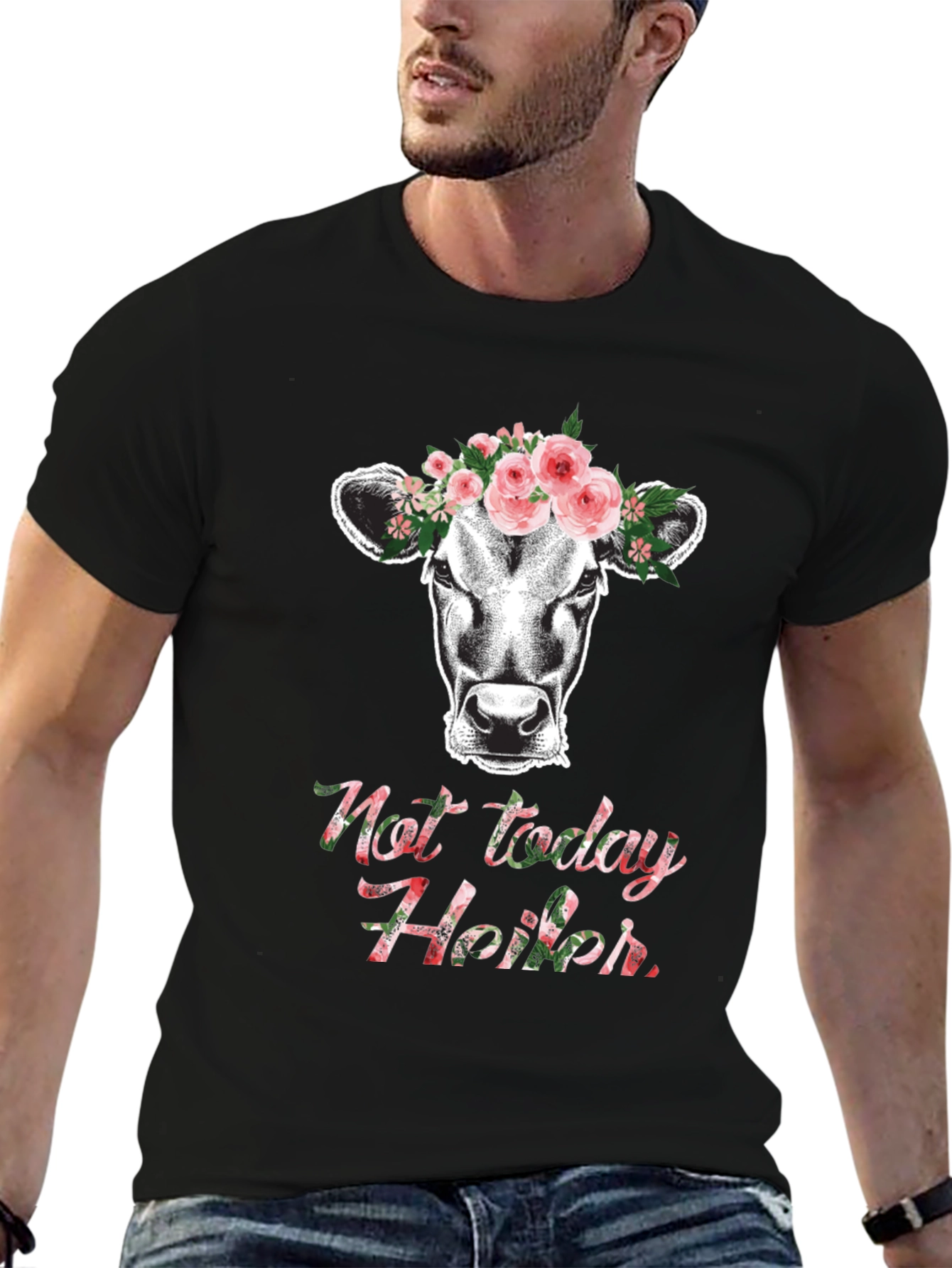Not Today Heifer T-Shirt Cow Floral Tee
