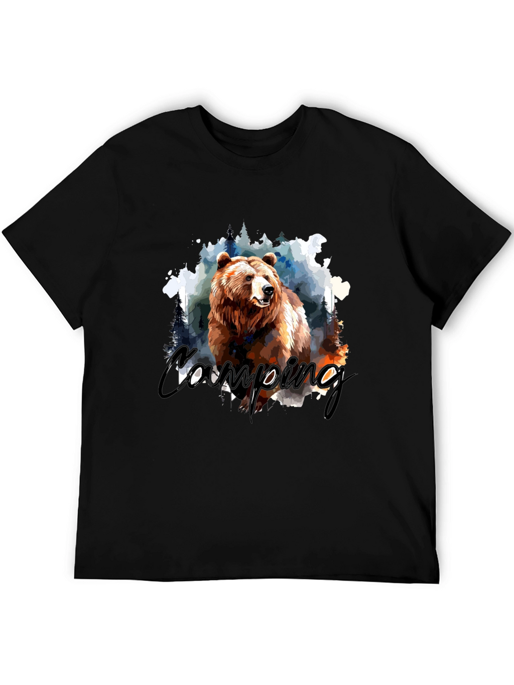 Camping Bear Graphic T-Shirt - Nature Adventure