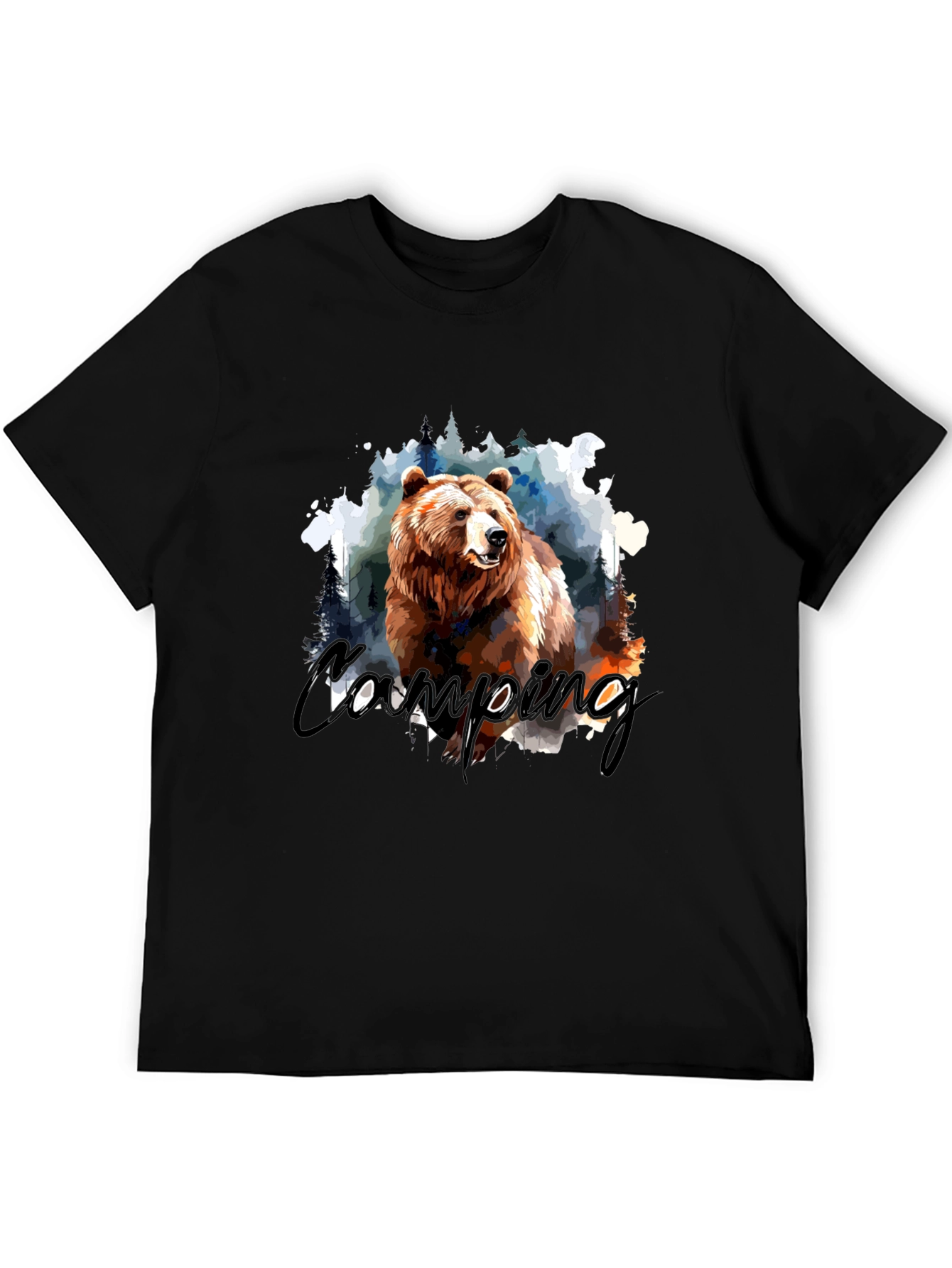 Camping Bear Graphic T-Shirt - Nature Adventure