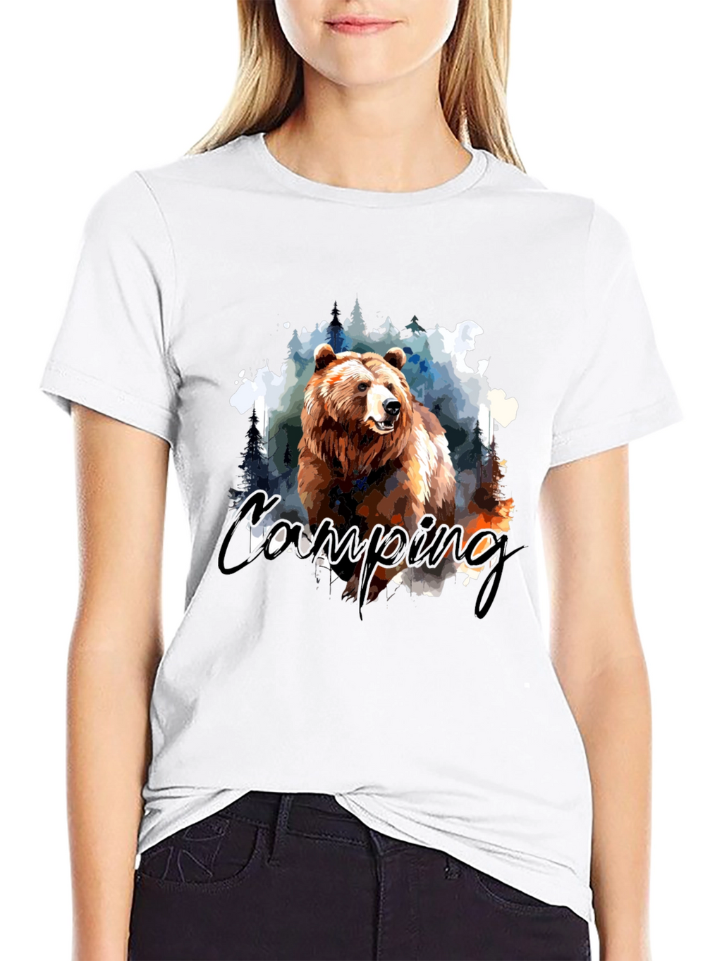 Camping Bear Graphic T-Shirt - Nature Adventure