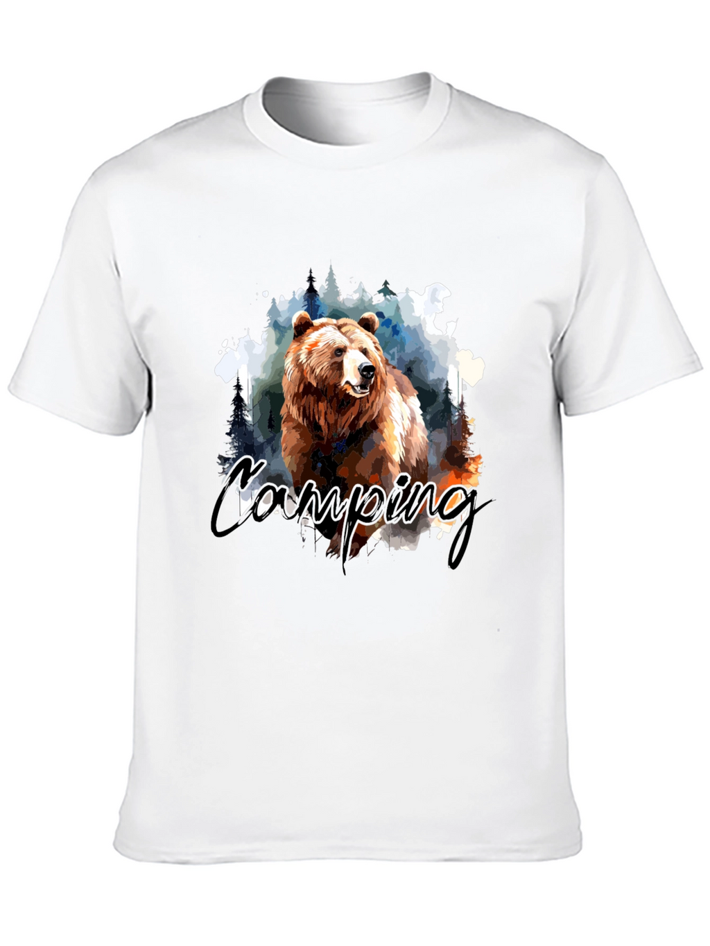 Camping Bear Graphic T-Shirt - Nature Adventure