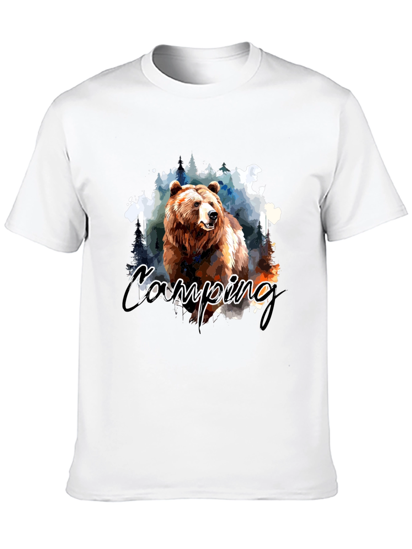 Camping Bear Graphic T-Shirt - Nature Adventure
