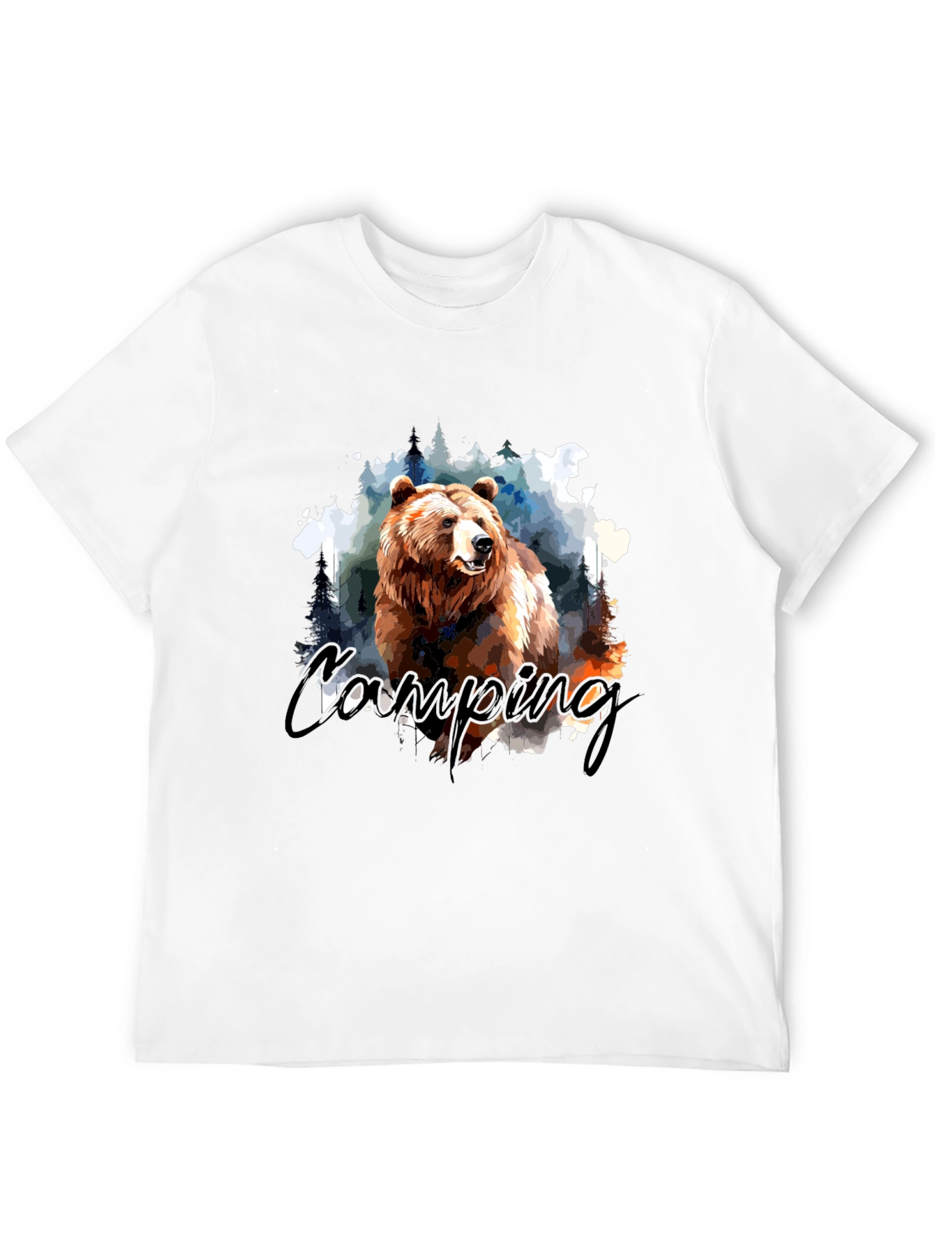 Camping Bear Graphic T-Shirt - Nature Adventure