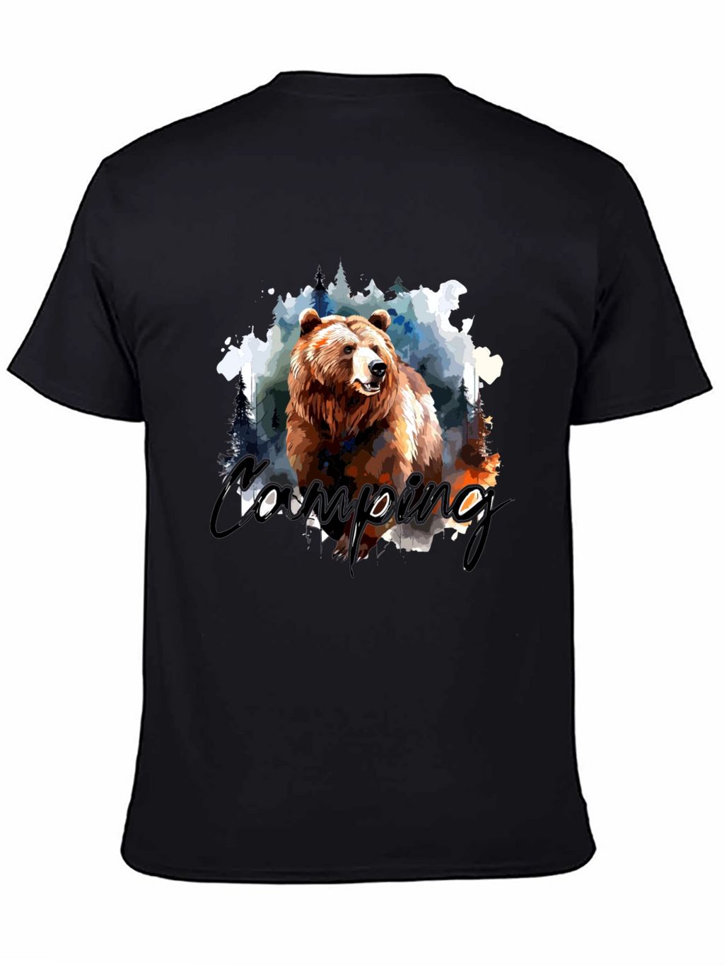 Camping Bear Graphic T-Shirt - Nature Adventure