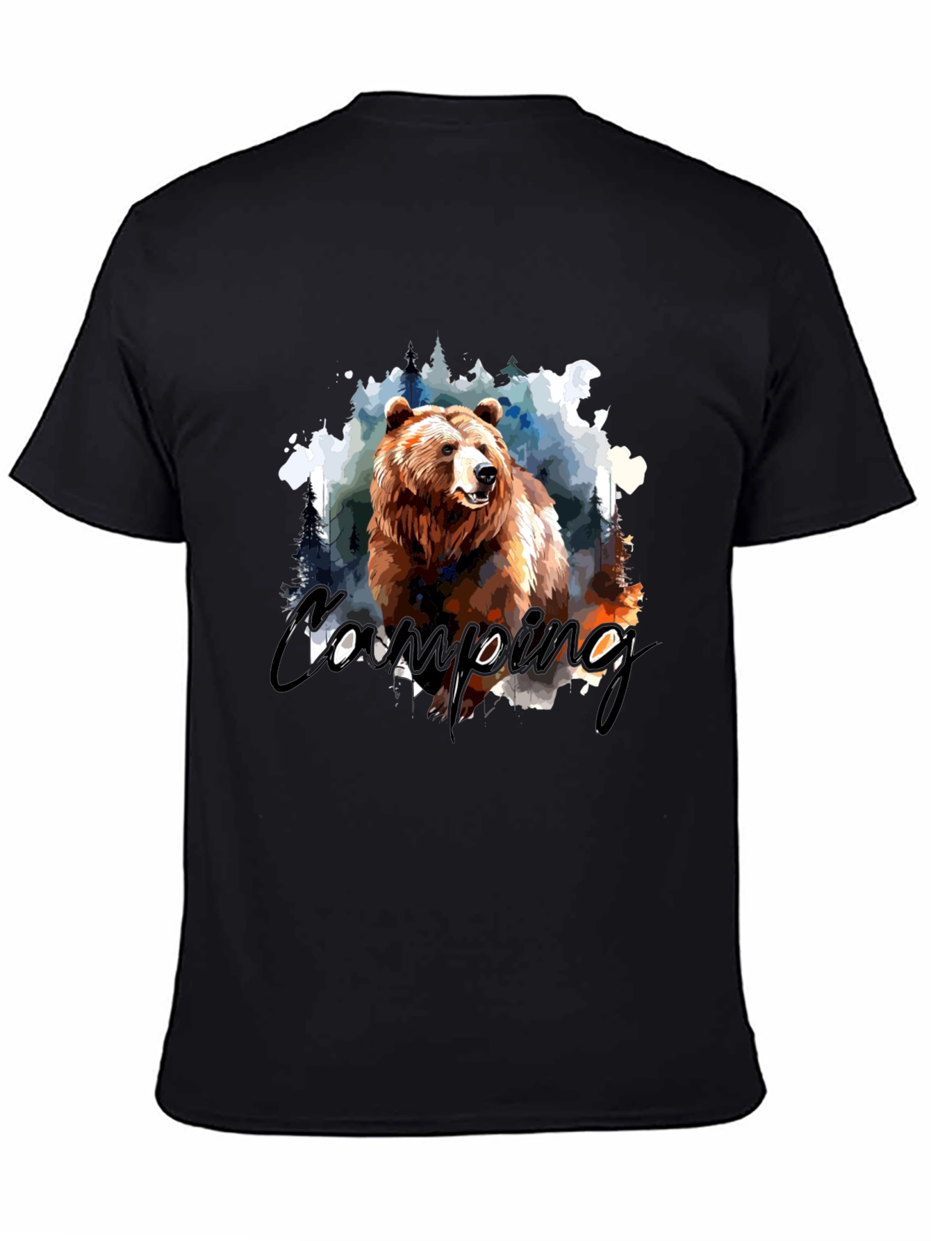 Camping Bear Graphic T-Shirt - Nature Adventure