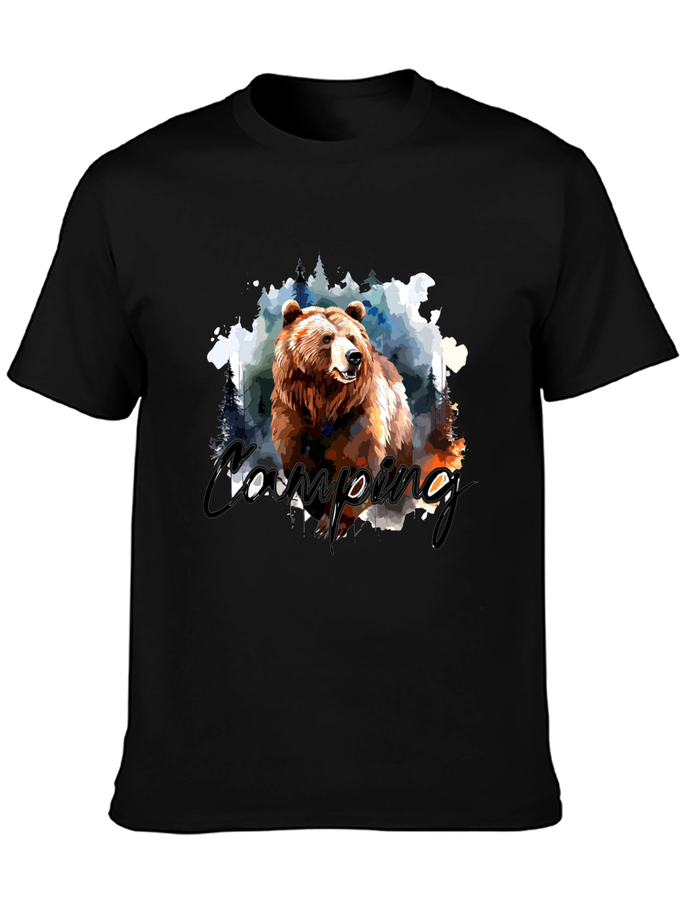 Camping Bear Graphic T-Shirt - Nature Adventure