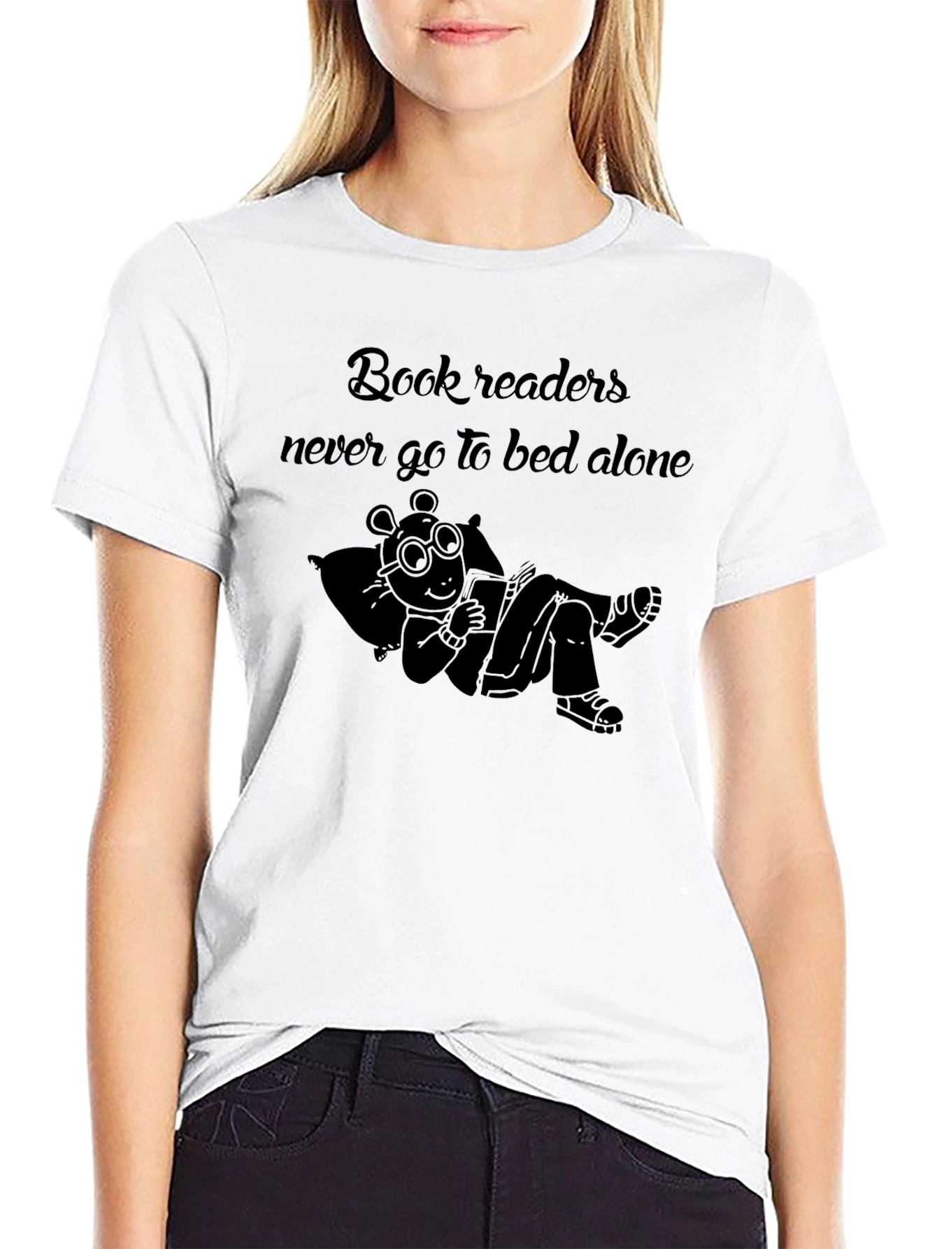 Book Readers Never Go To Bed Alone Black T-Shirt