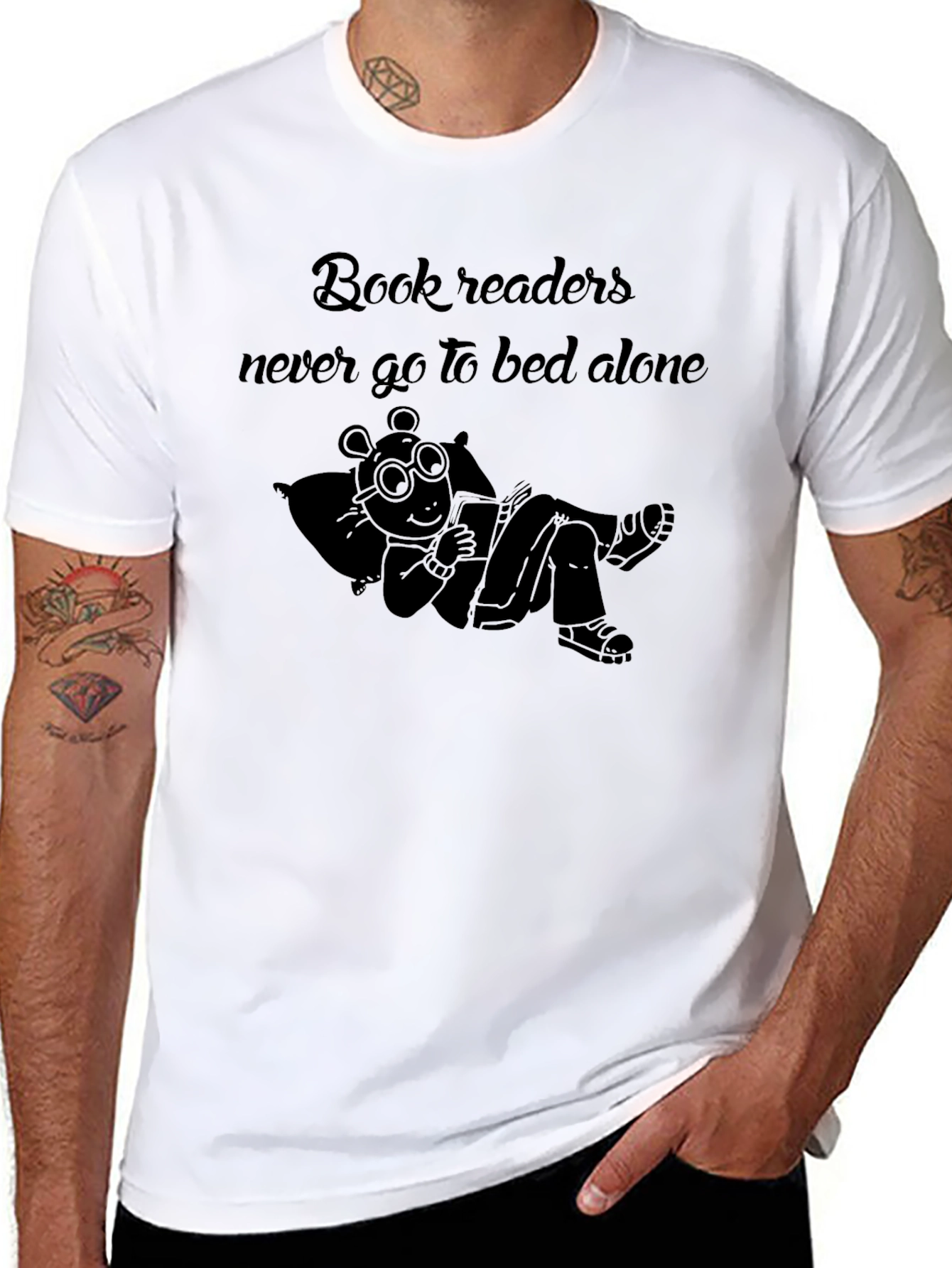 Book Readers Never Go To Bed Alone Black T-Shirt