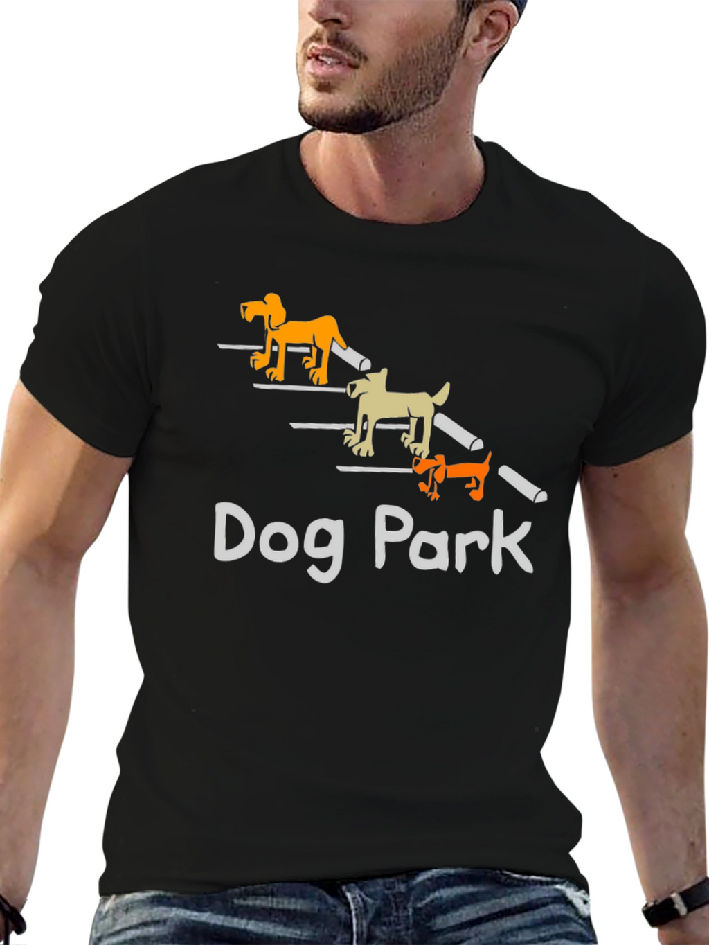 Dog Park Cartoon Graphic T-Shirt