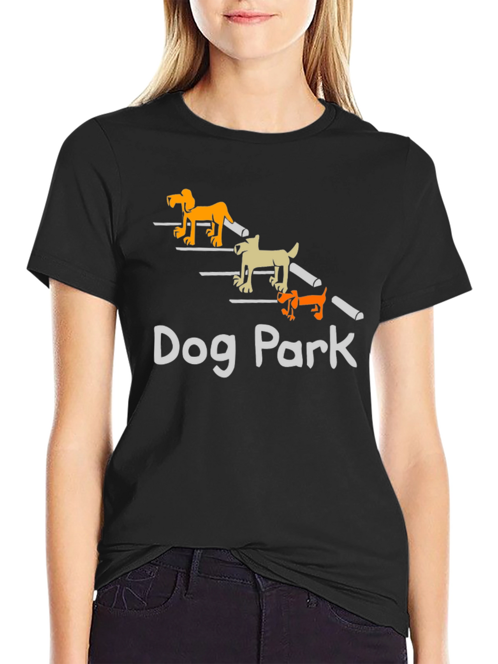 Dog Park Cartoon Graphic T-Shirt