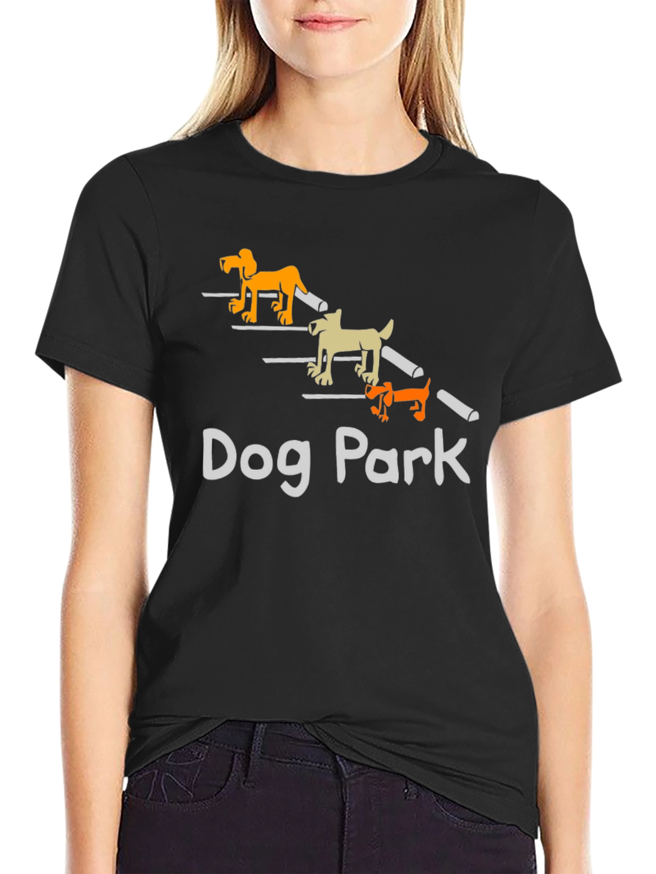 Dog Park Cartoon Graphic T-Shirt