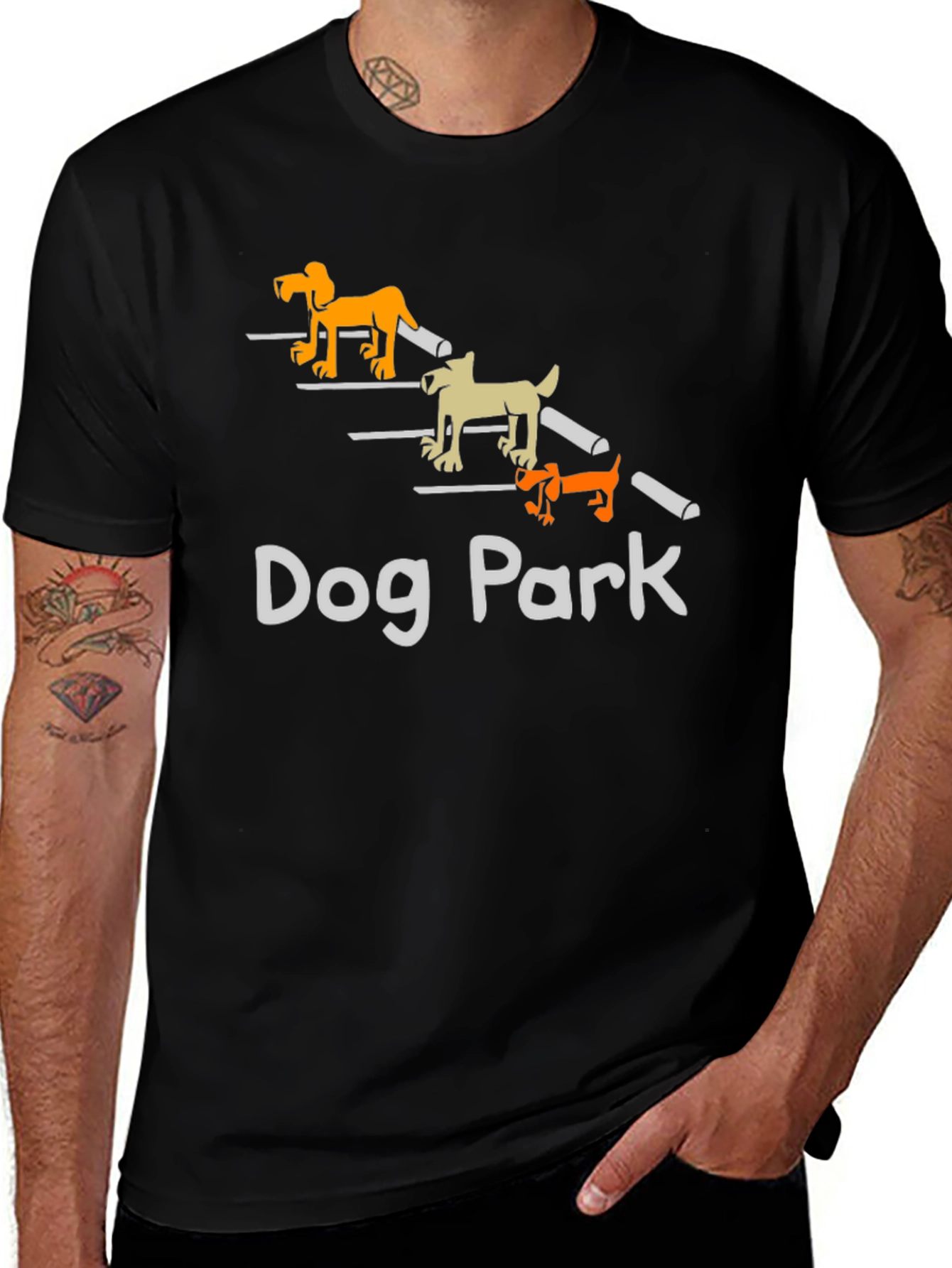 Dog Park Cartoon Graphic T-Shirt