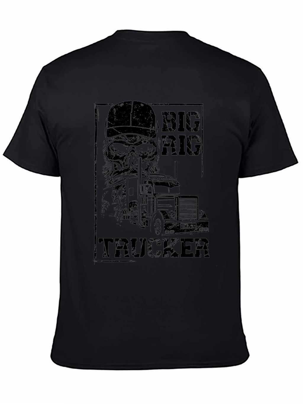 Big Rig Trucker Tee - Black Cotton Graphic T-Shirt