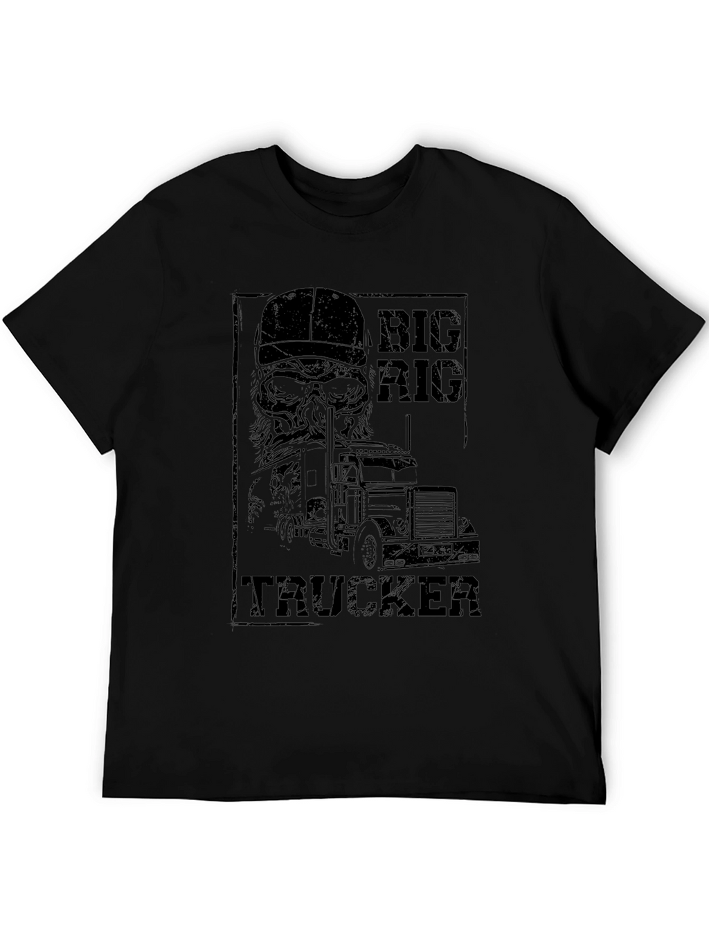 Big Rig Trucker Tee - Black Cotton Graphic T-Shirt