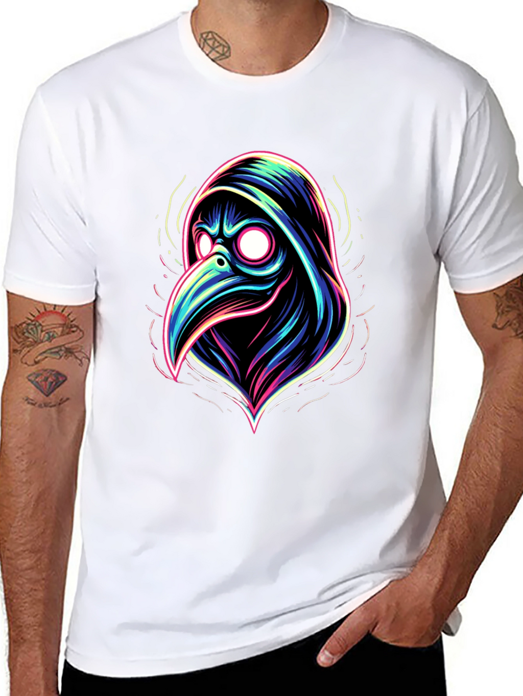 Plague Doctor Neon Graphic T-Shirt
