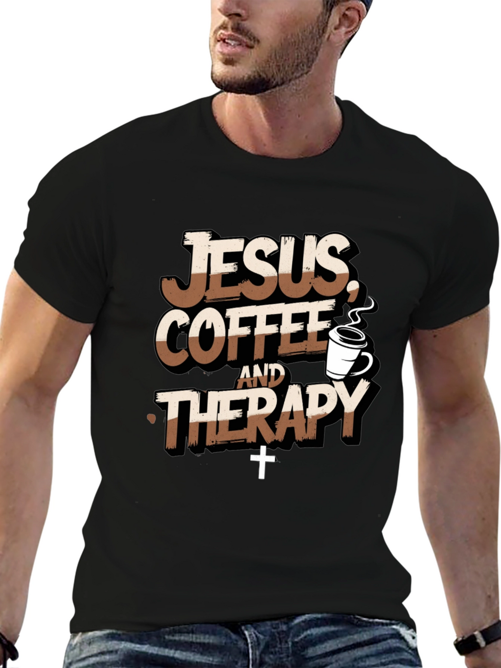 Jesus Coffee Therapy T-Shirt Funny Christian Tee