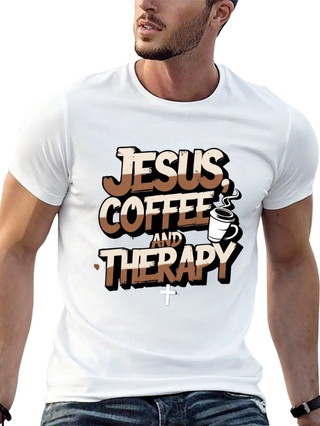 Jesus Coffee Therapy T-Shirt Funny Christian Tee