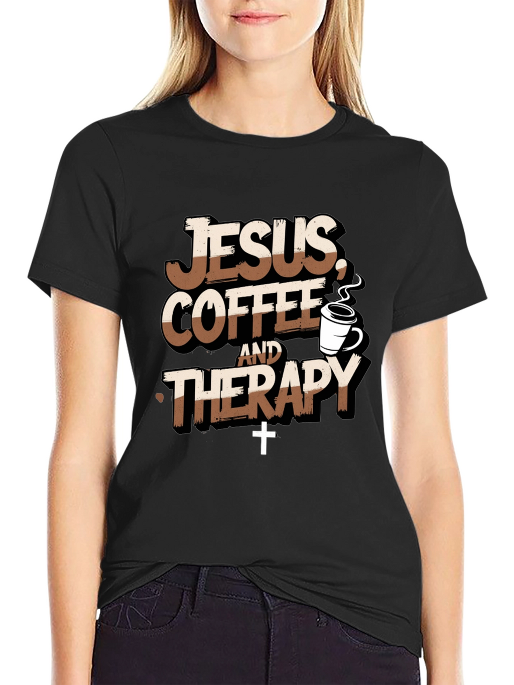 Jesus Coffee Therapy T-Shirt Funny Christian Tee