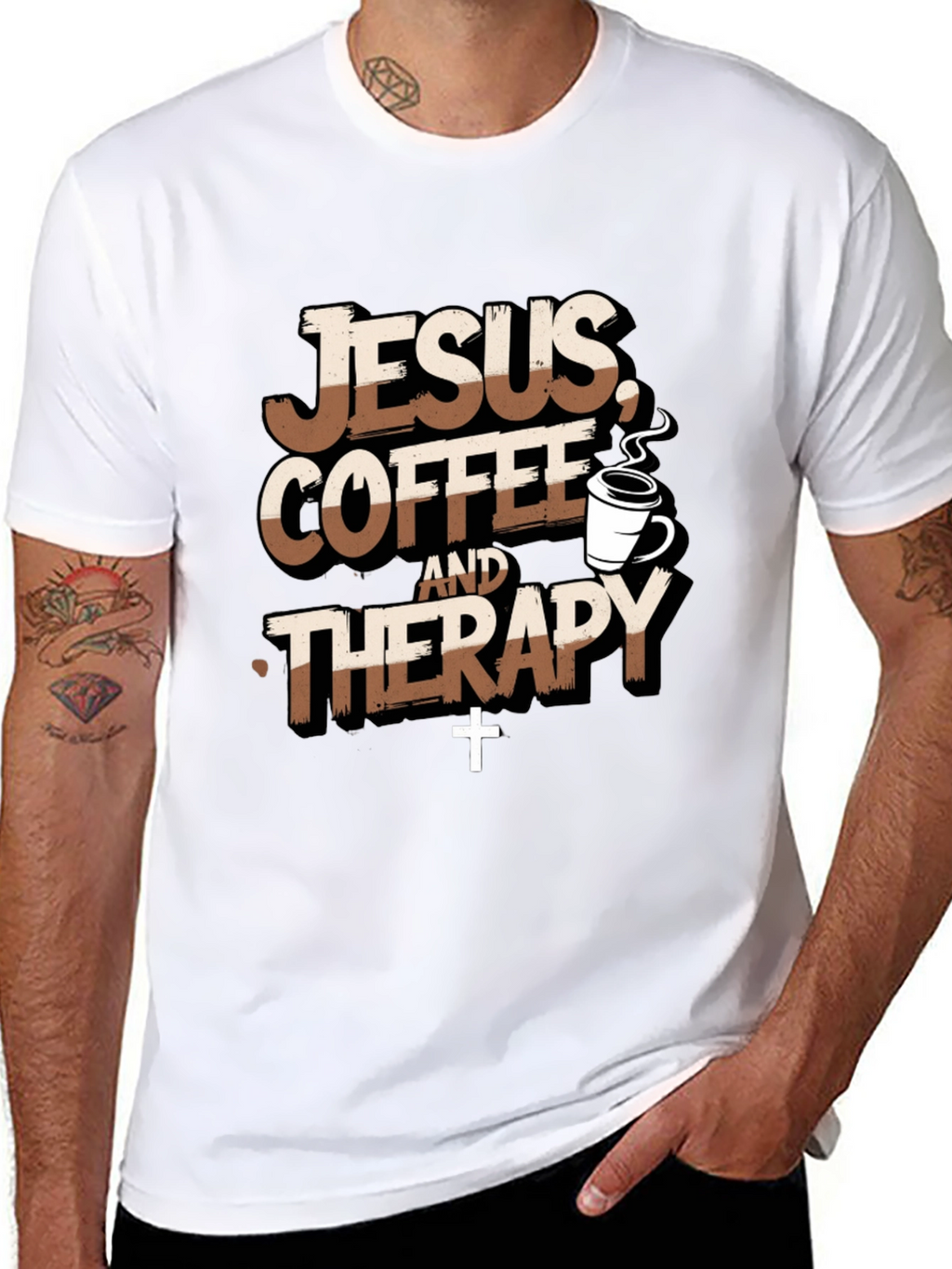Jesus Coffee Therapy T-Shirt Funny Christian Tee
