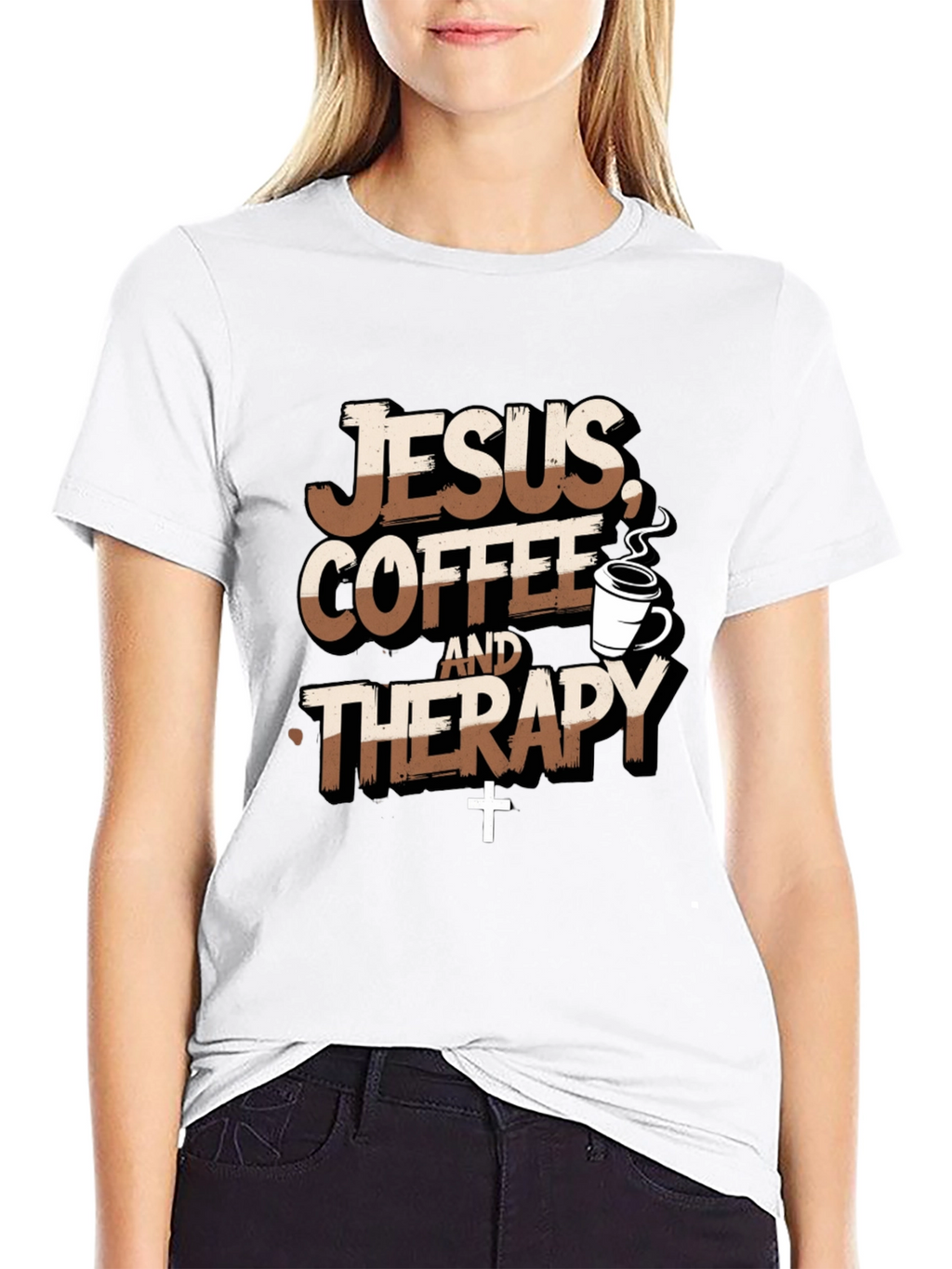 Jesus Coffee Therapy T-Shirt Funny Christian Tee
