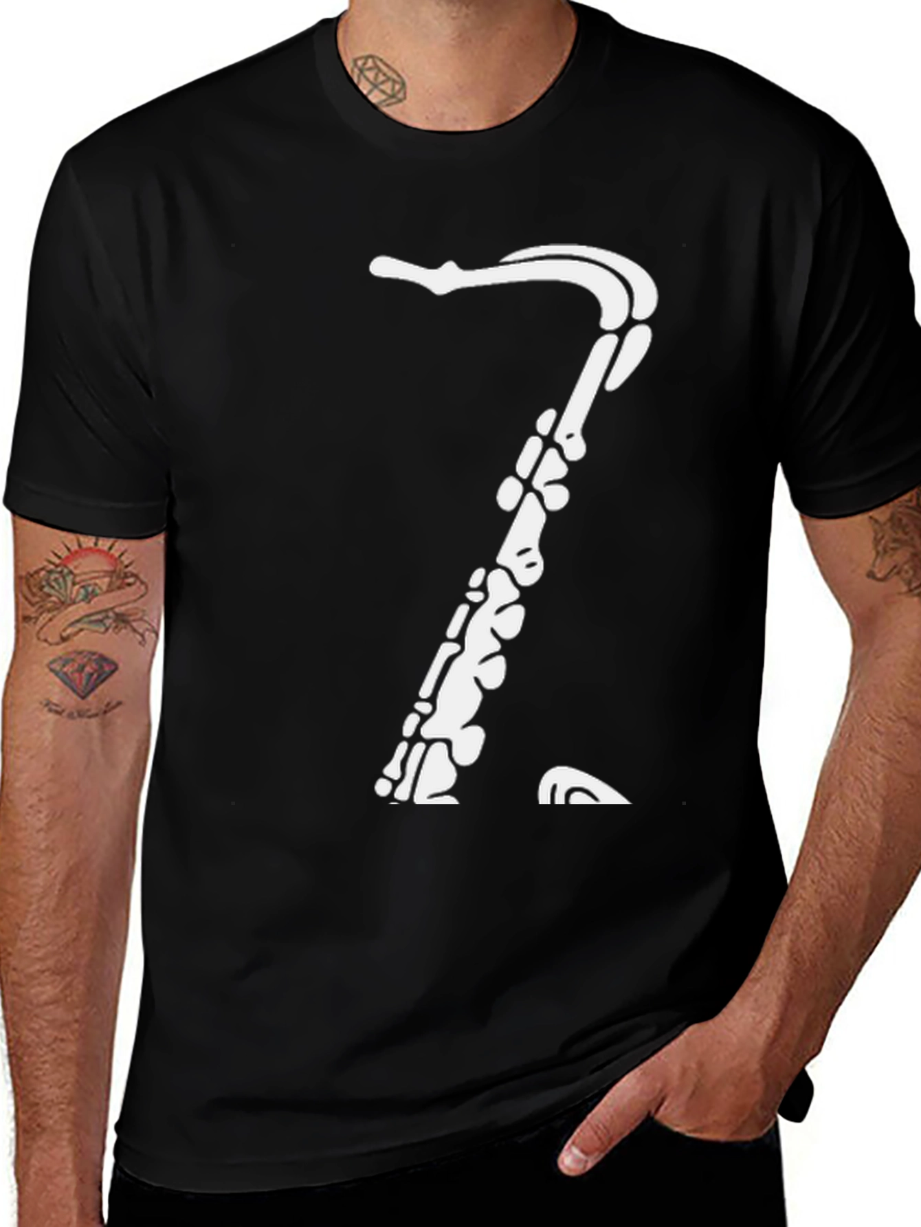 Skeleton Saxophone Black T-Shirt