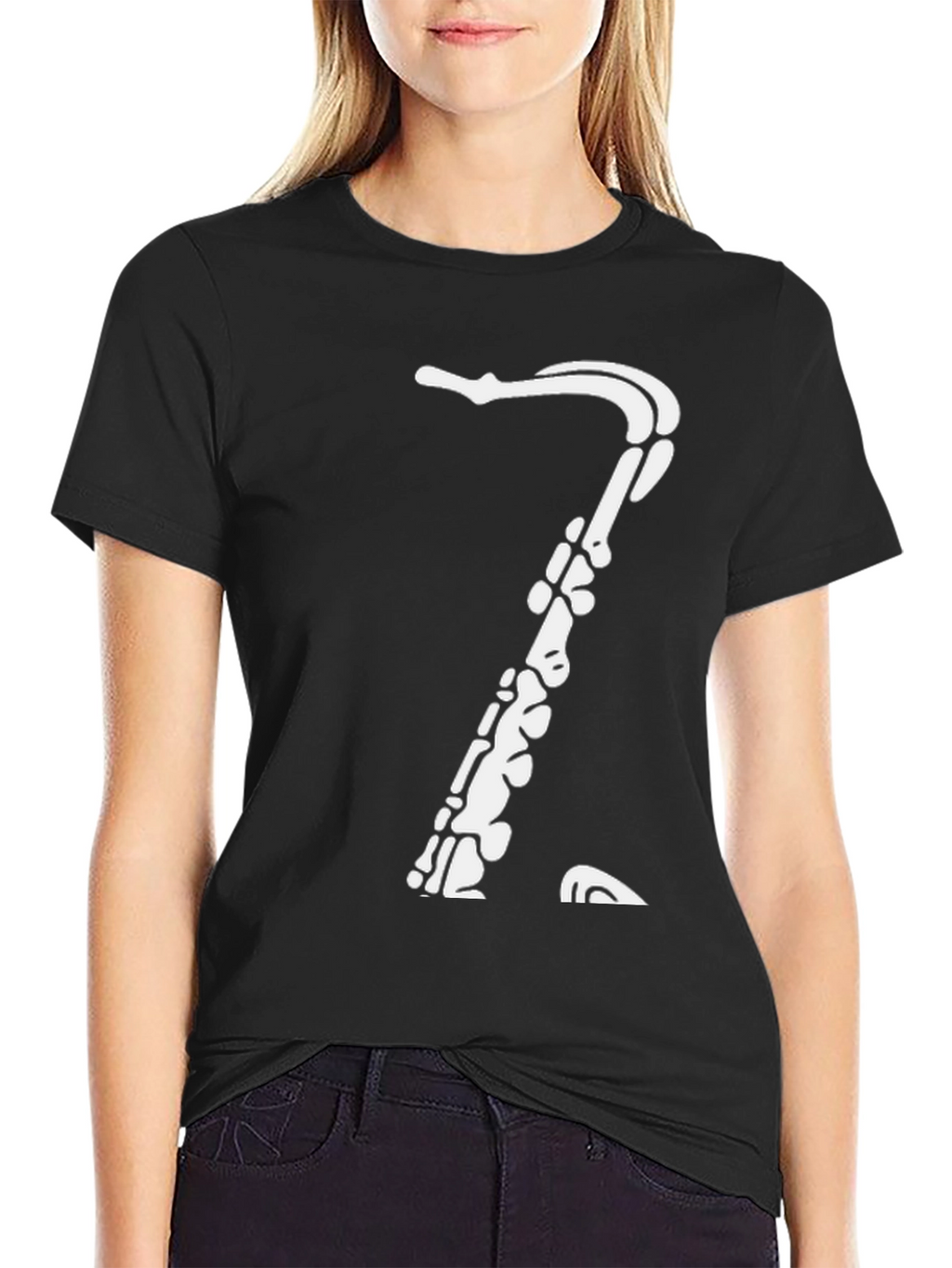 Skeleton Saxophone Black T-Shirt