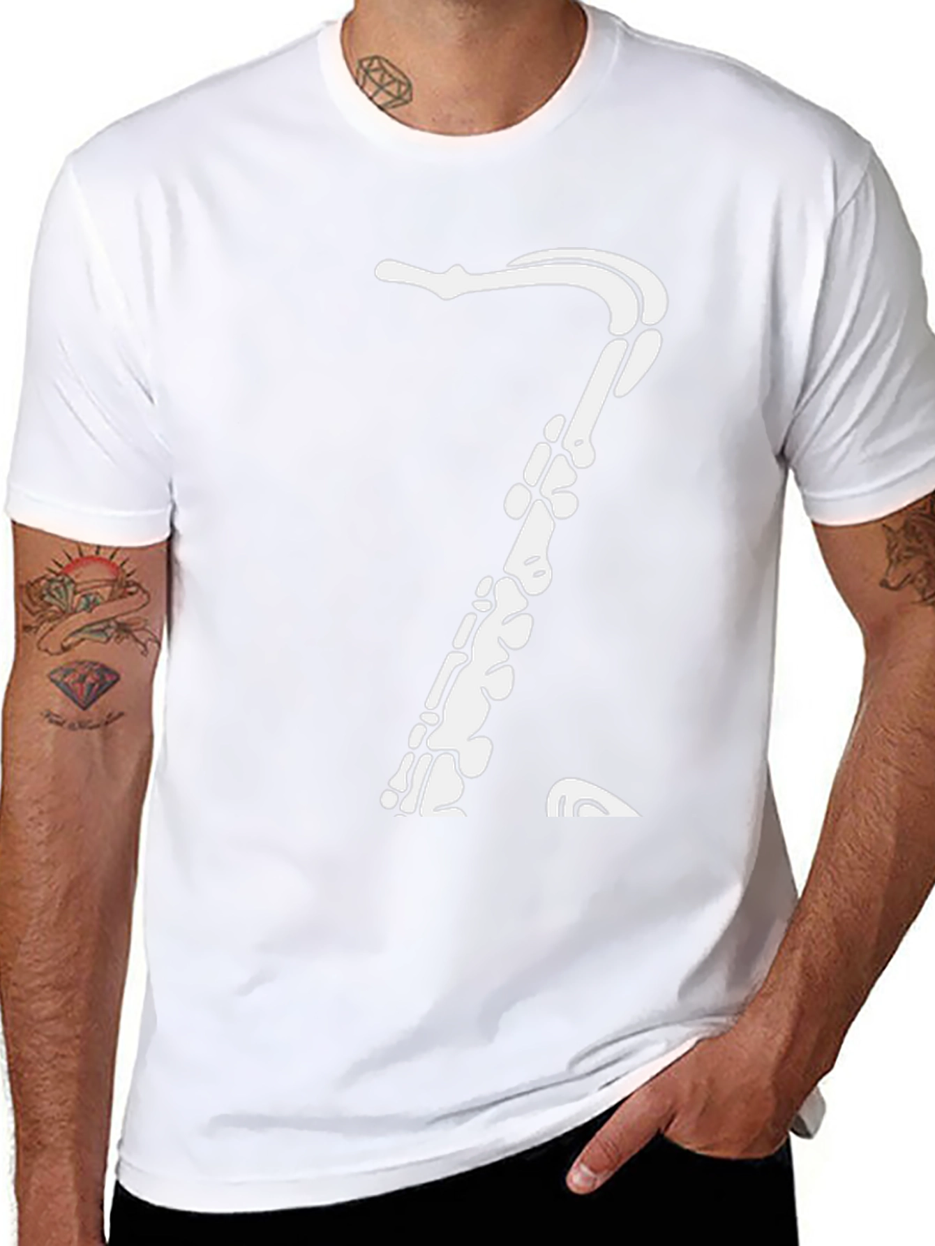 Skeleton Saxophone Black T-Shirt