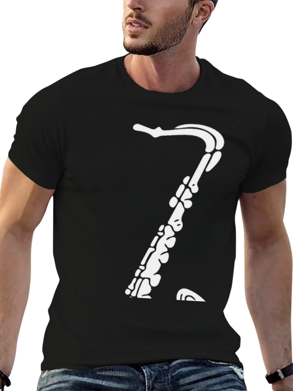 Skeleton Saxophone Black T-Shirt