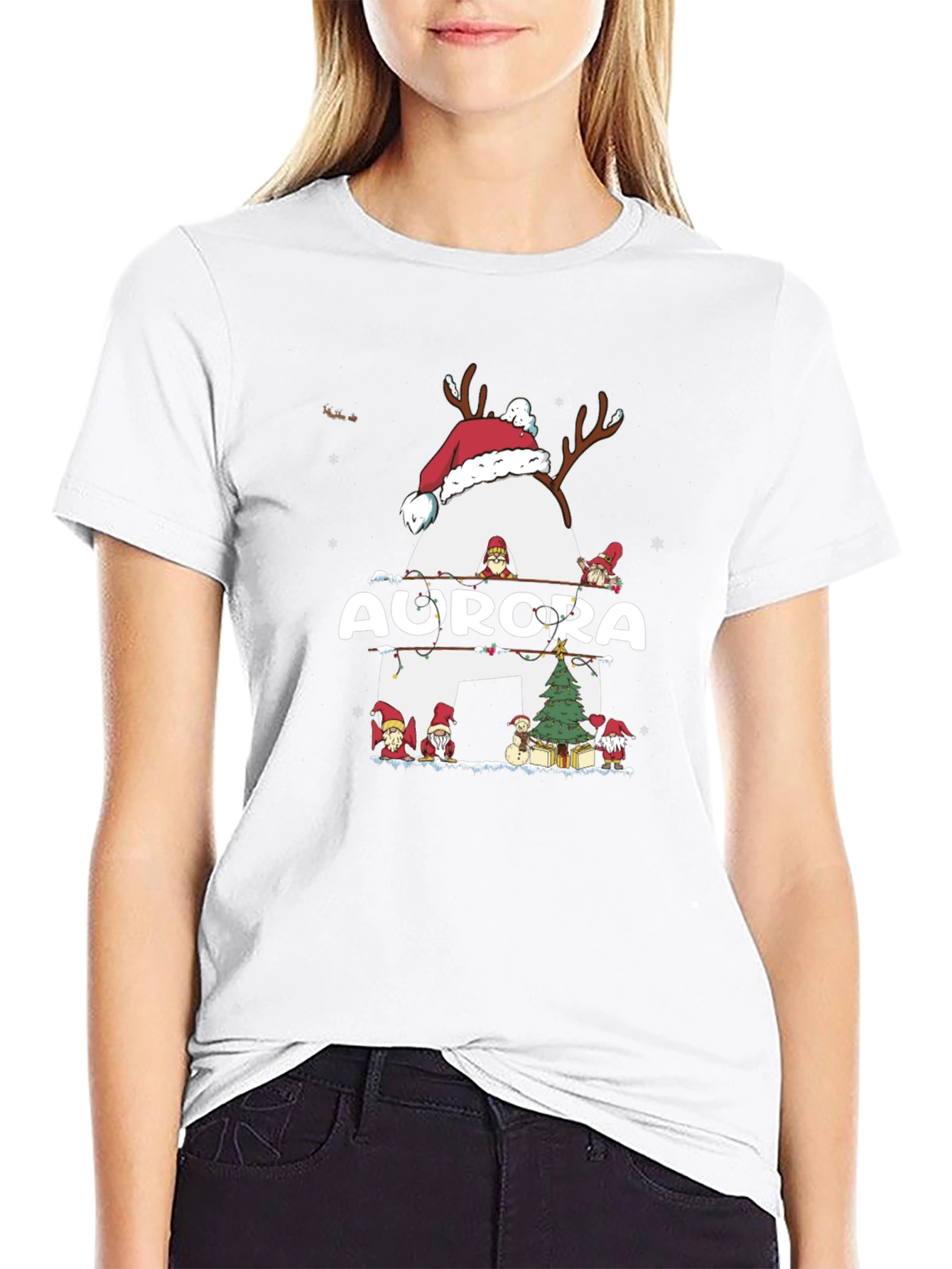 Aurora Christmas Reindeer T-Shirt