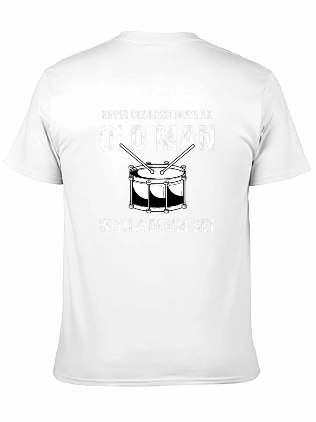 Old Man Drum Set T-Shirt - Black Cotton Tee