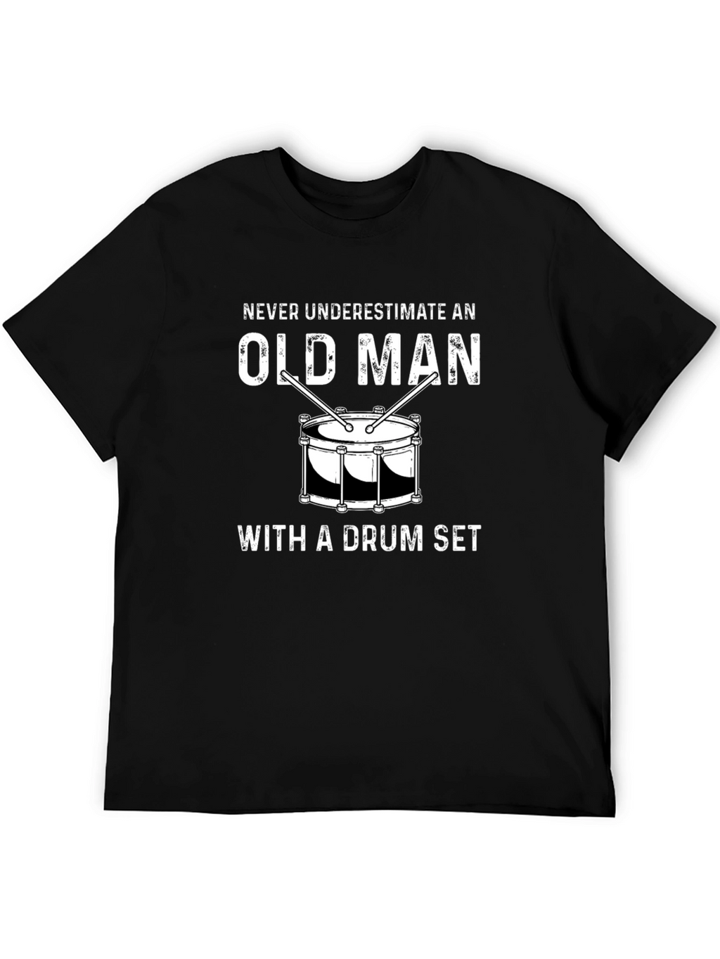 Old Man Drum Set T-Shirt - Black Cotton Tee
