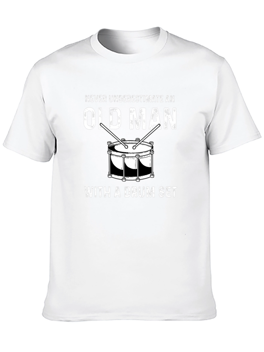Old Man Drum Set T-Shirt - Black Cotton Tee
