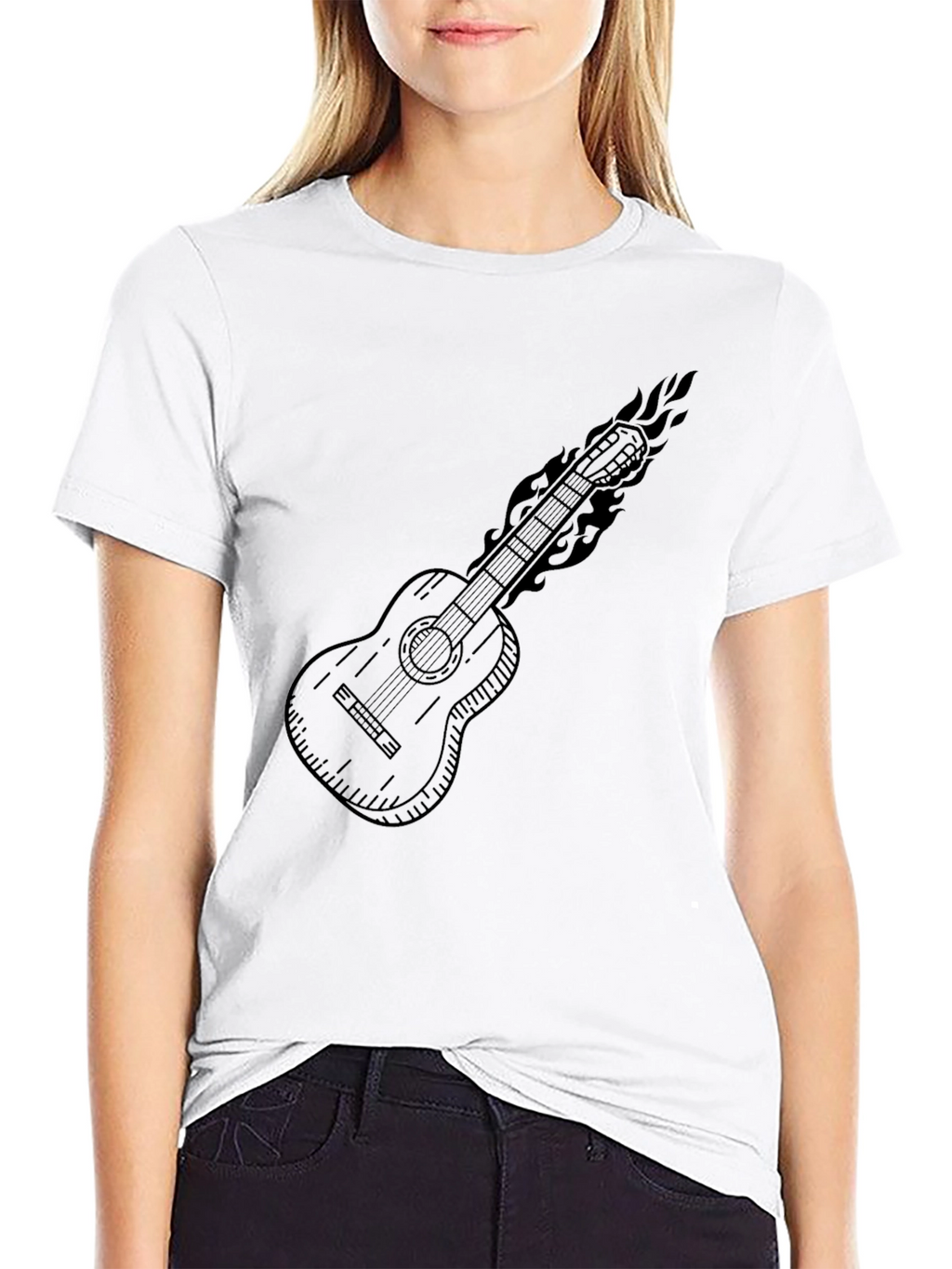 Flaming Guitar Graphic Tee - Rocker Style