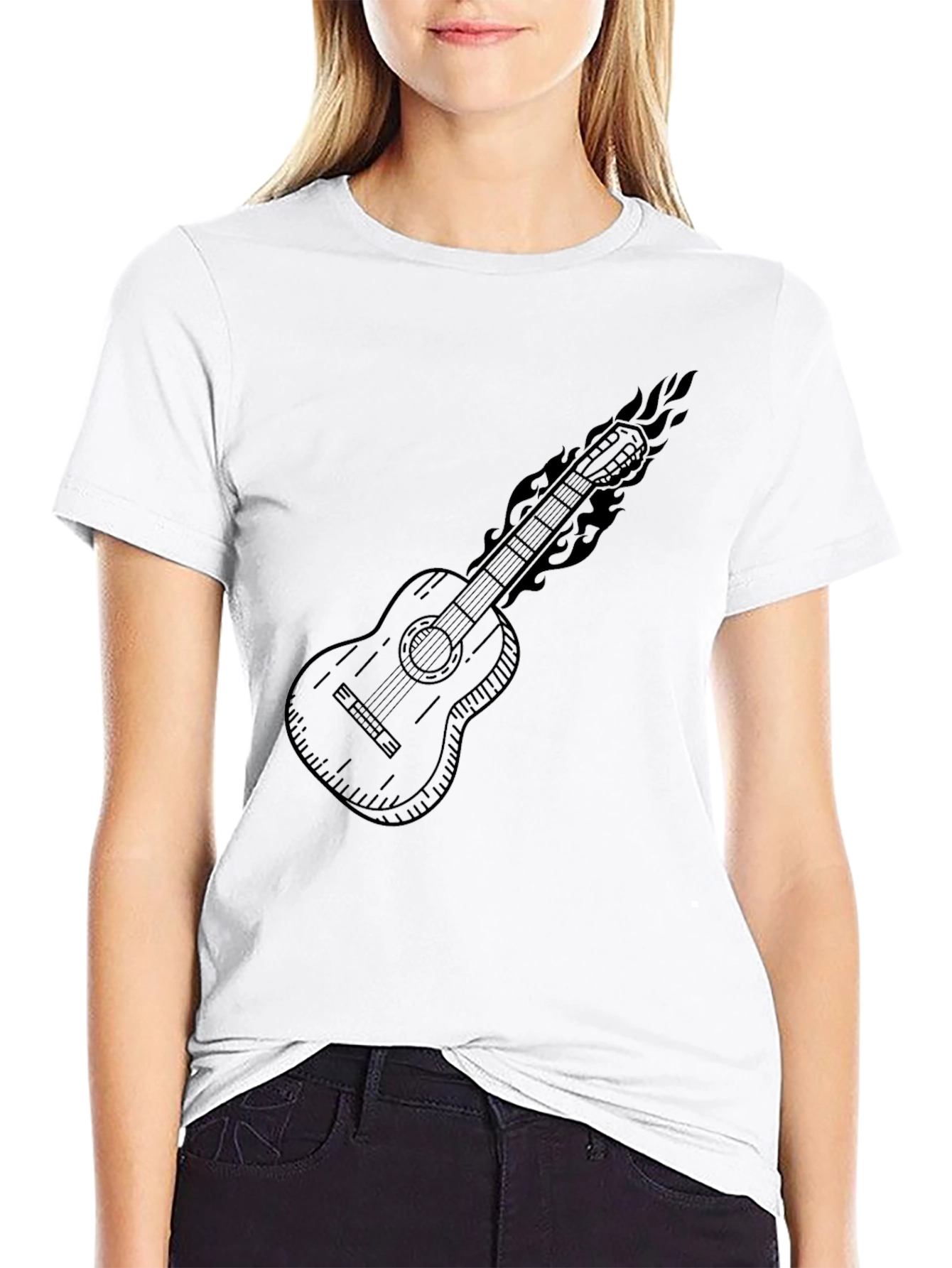 Flaming Guitar Graphic Tee - Rocker Style