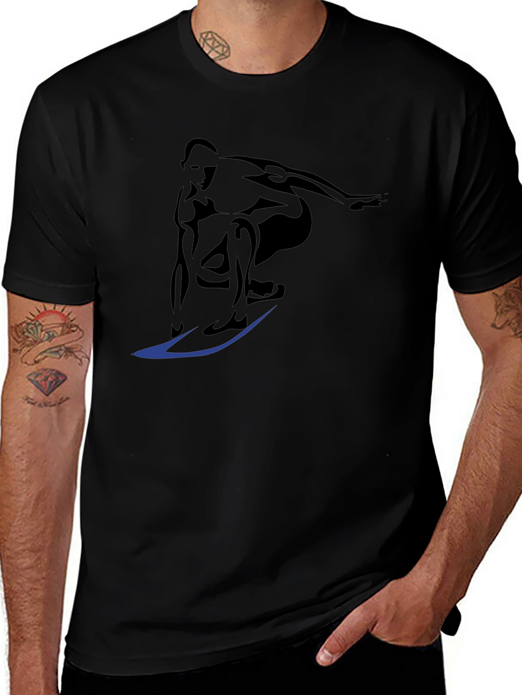 Surfer Graphic Tee - Cool Black T-Shirt