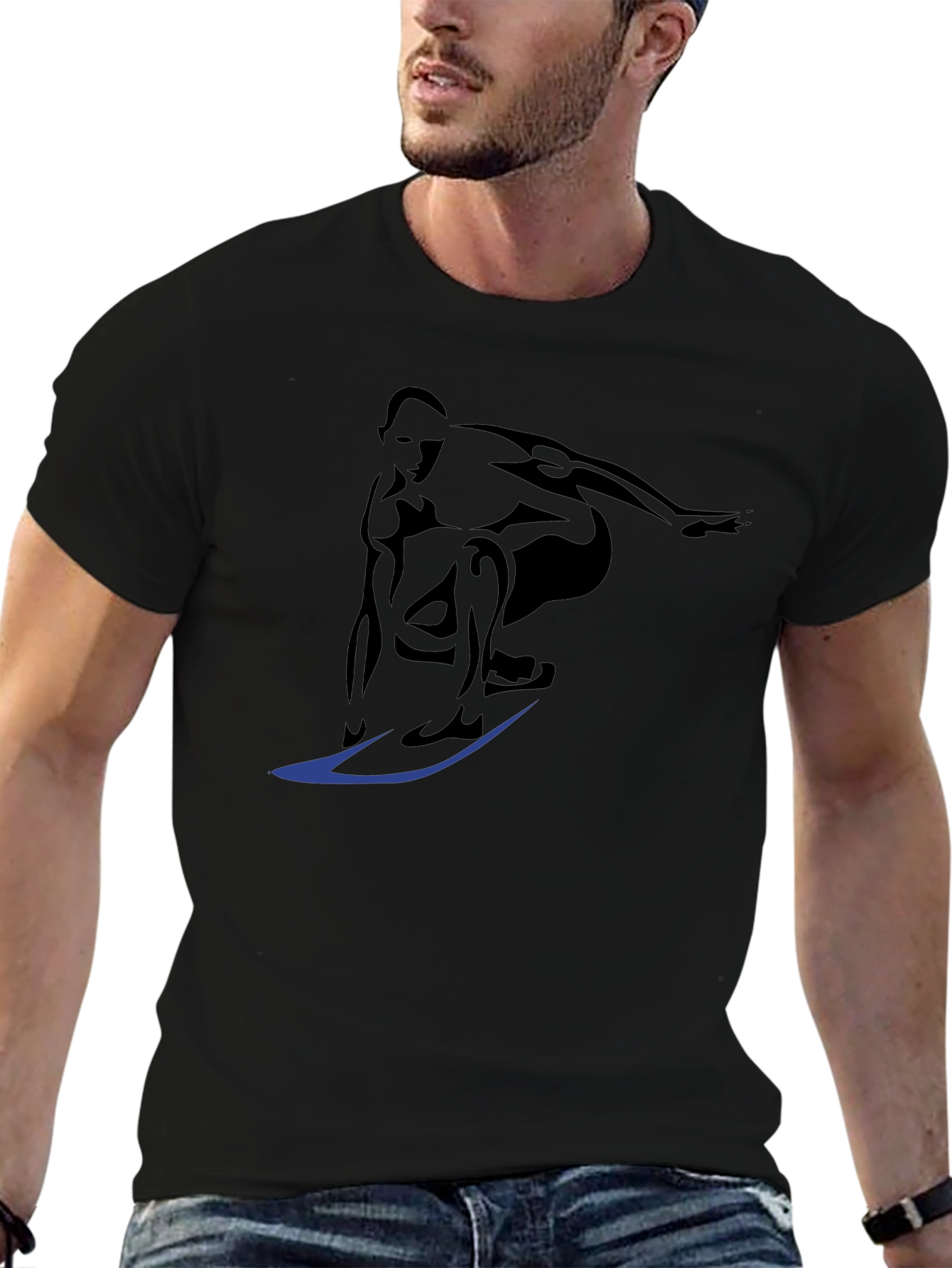 Surfer Graphic Tee - Cool Black T-Shirt