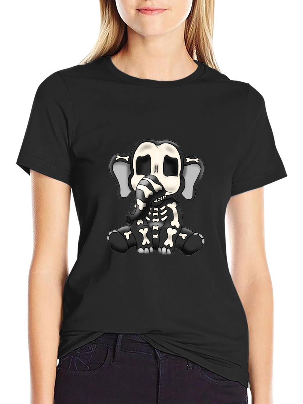 Elephant Skeleton Graphic T-Shirt
