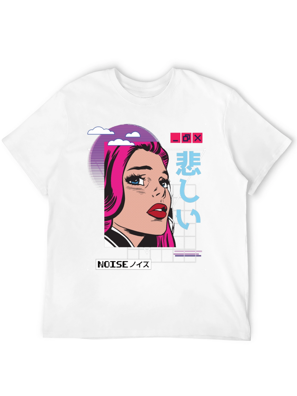 Retro Anime Girl Graphic T-Shirt - Black
