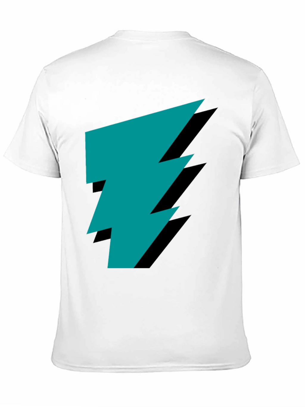 Stylish Black Tee with Teal Lightning Bolt Graphic