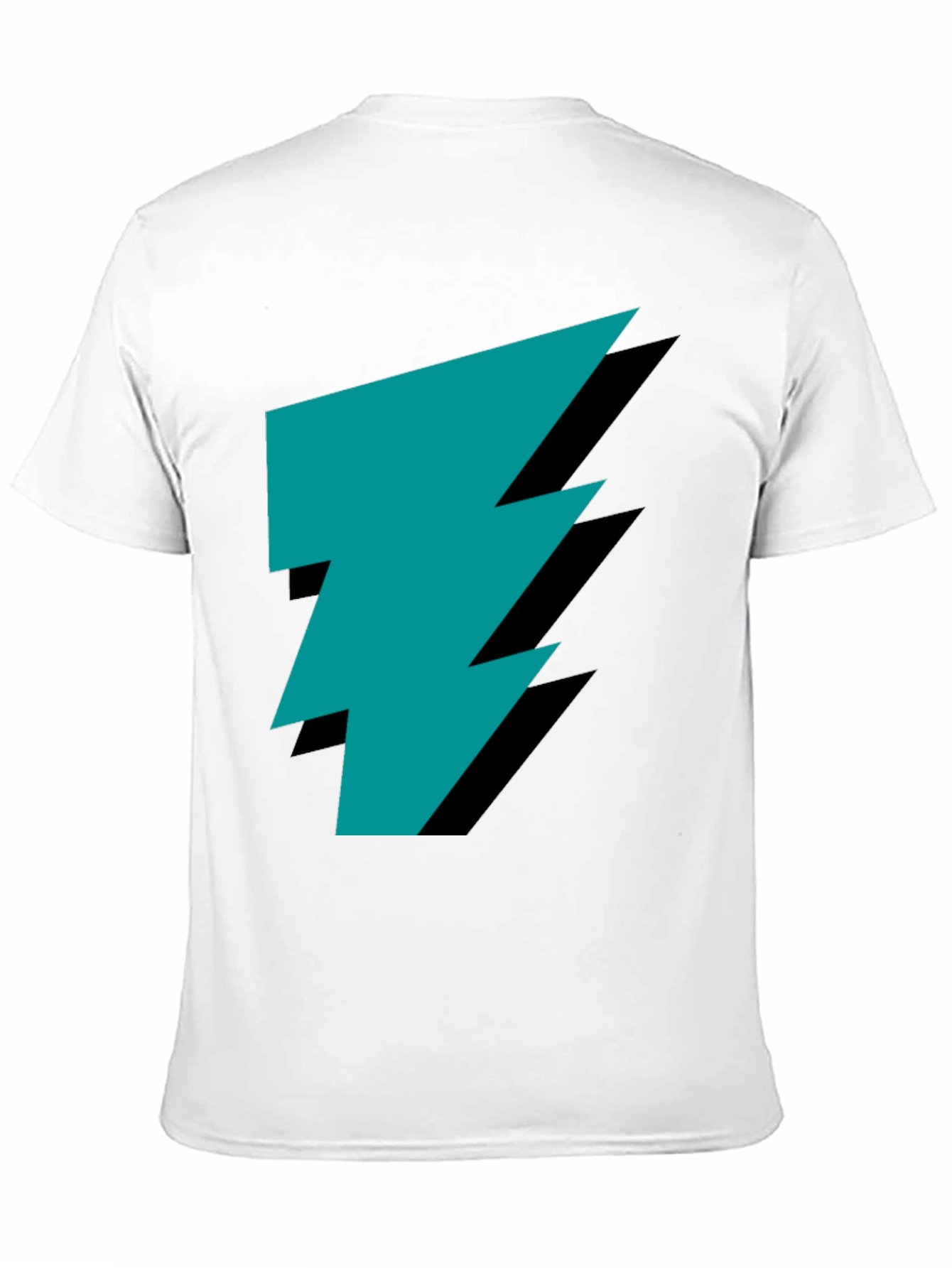Stylish Black Tee with Teal Lightning Bolt Graphic