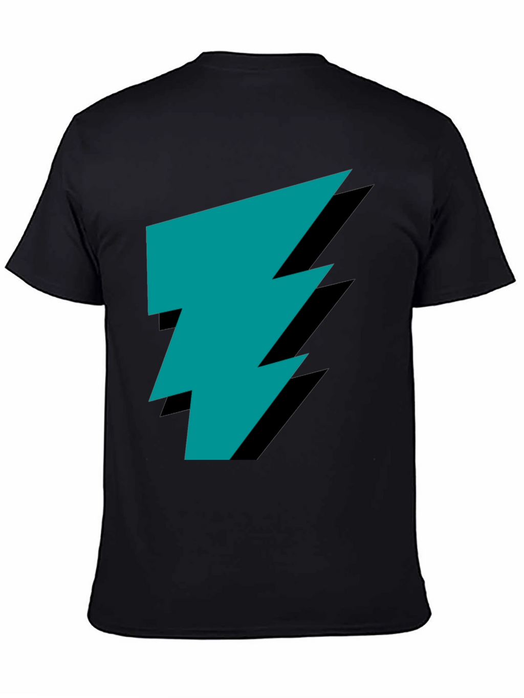 Stylish Black Tee with Teal Lightning Bolt Graphic