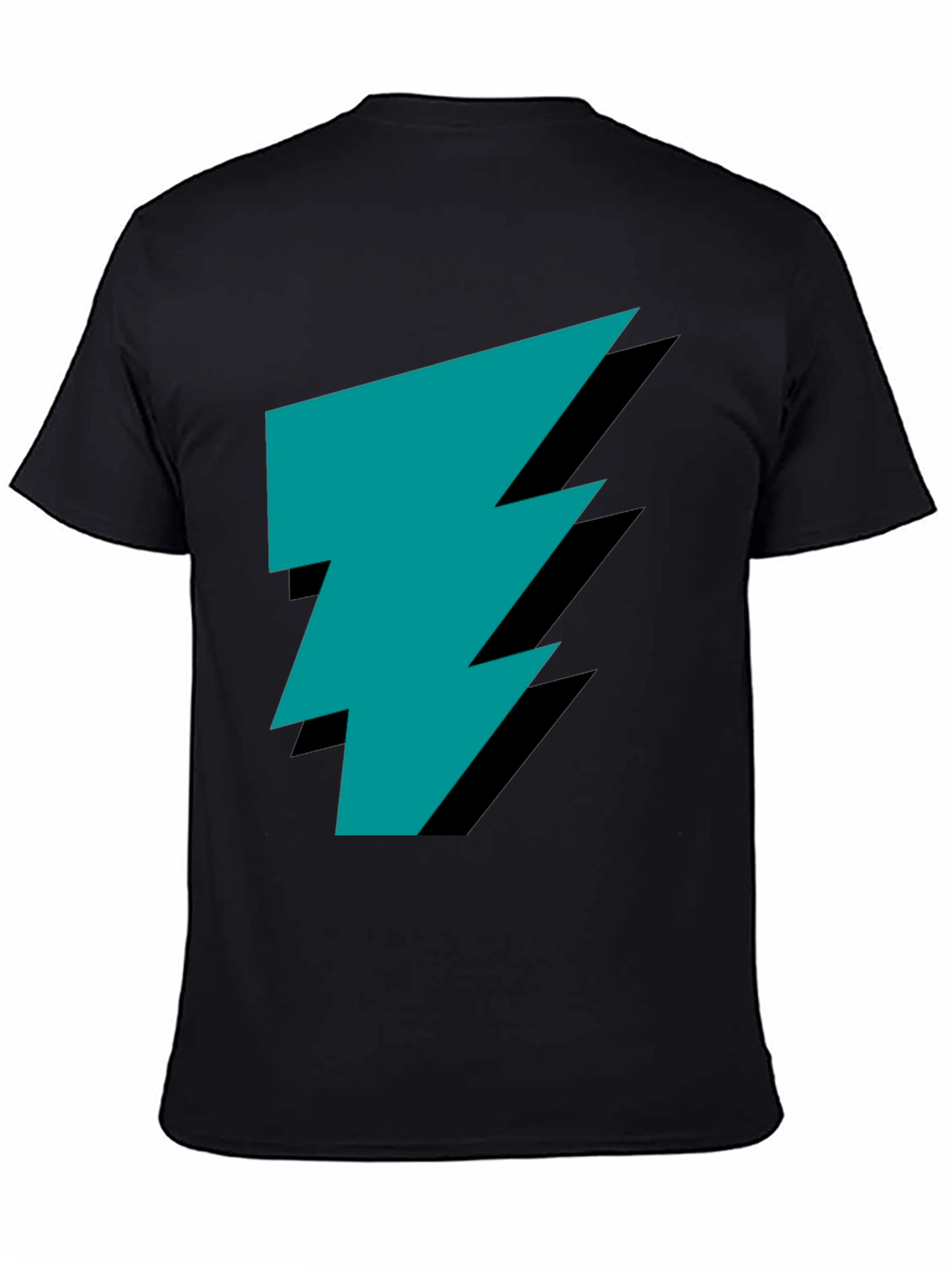 Stylish Black Tee with Teal Lightning Bolt Graphic