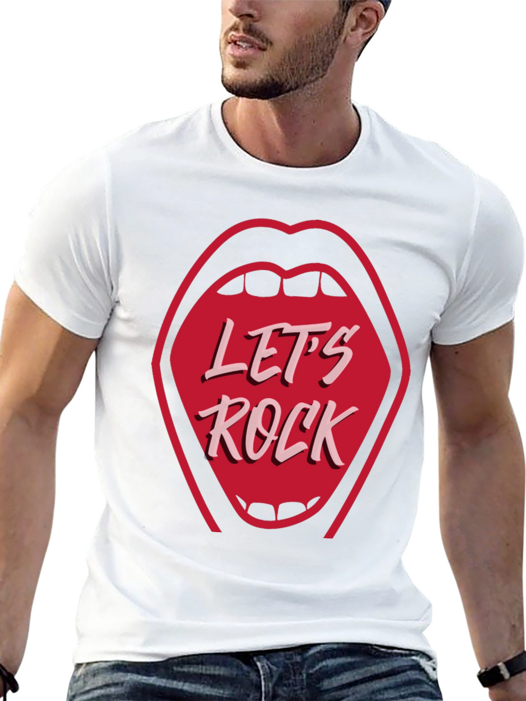 Lets Rock Graphic Tee - Rock and Roll Style