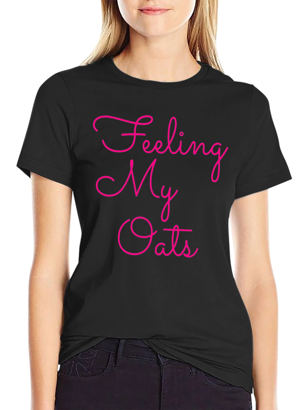Feeling My Oats Graphic Tee - Trendy Black T-Shirt