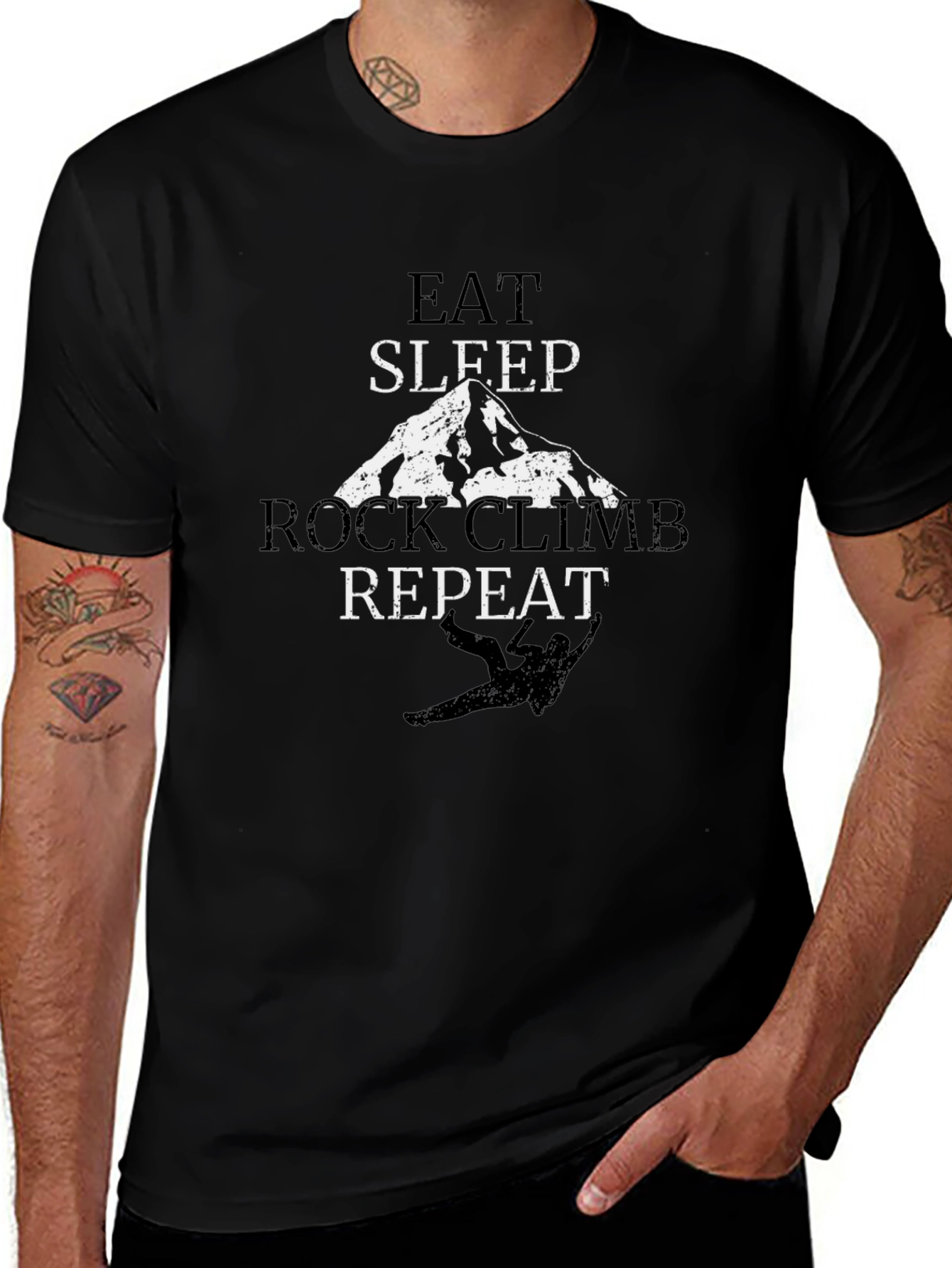 Eat Sleep Rock Climb Repeat Black T-Shirt
