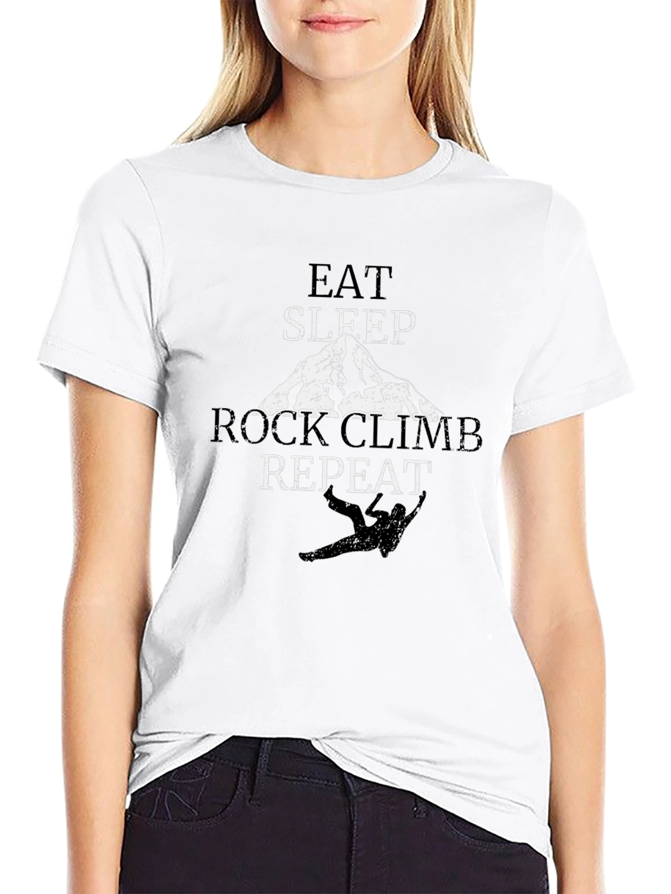 Eat Sleep Rock Climb Repeat Black T-Shirt