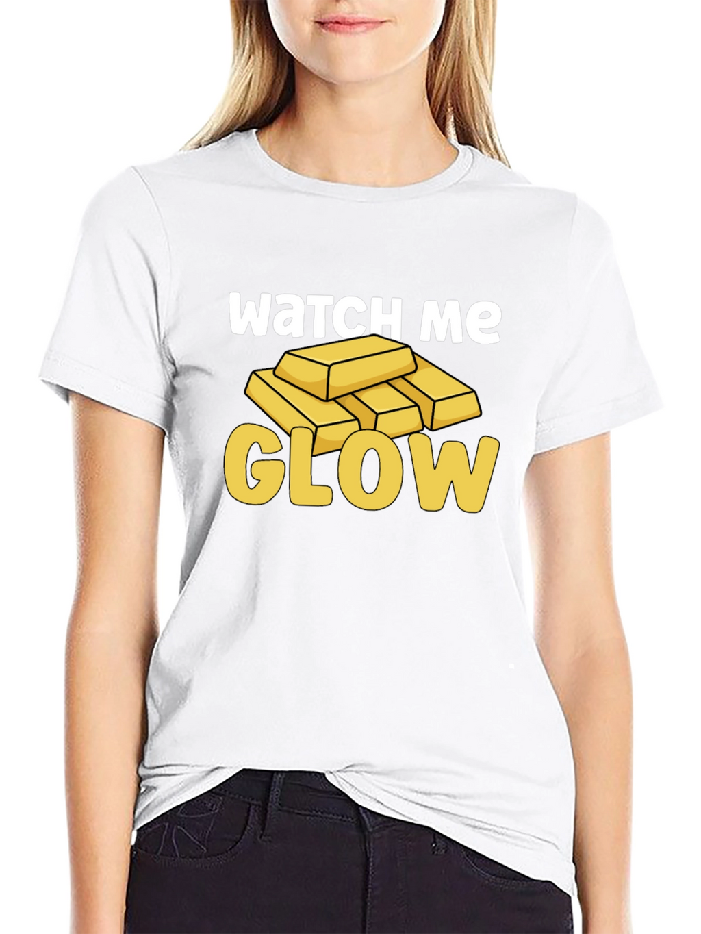 Watch Me Glow Gold Bar Graphic Tee - Mens